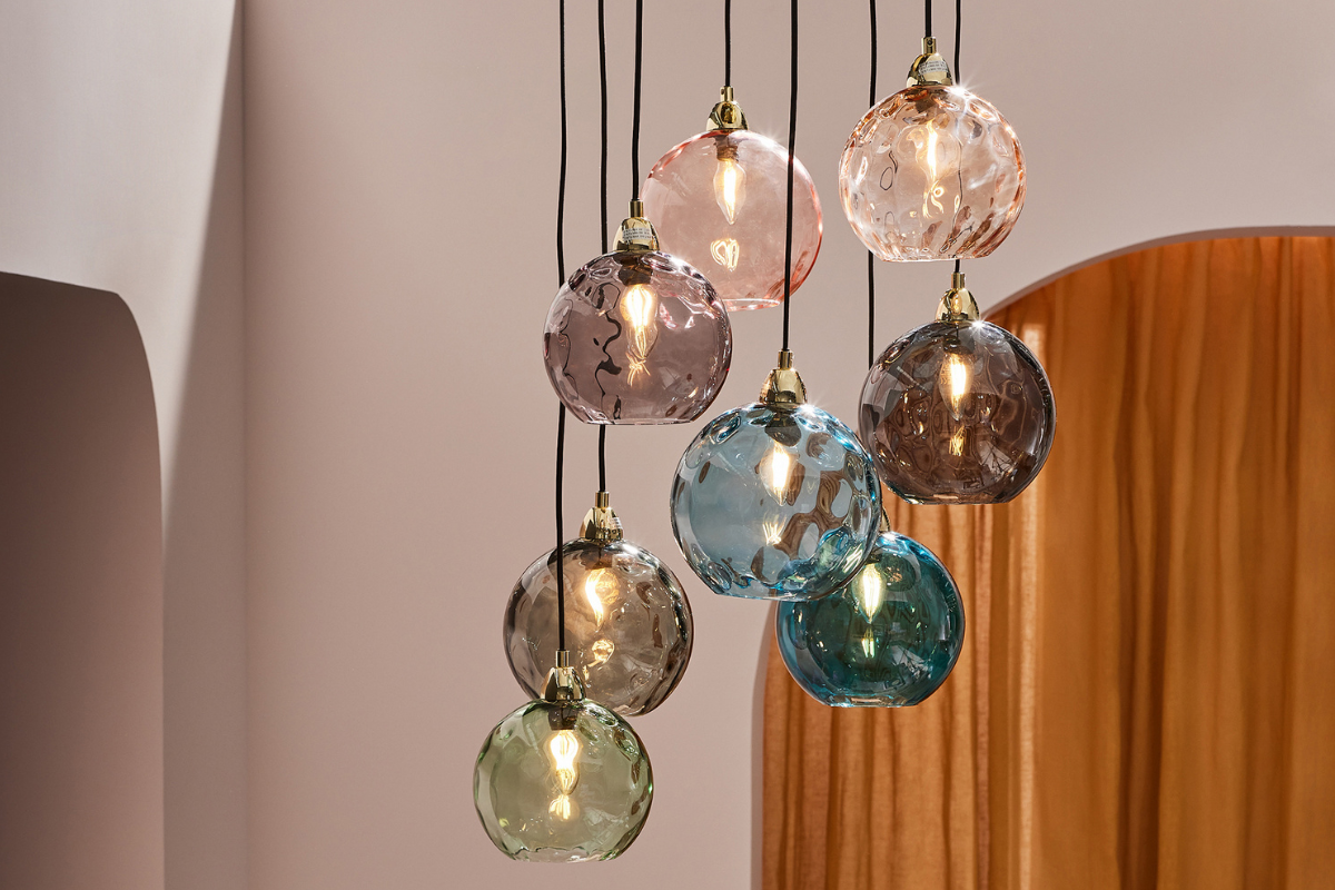 MADE Ilaria multicolour glass cluster pendant light in a dining room