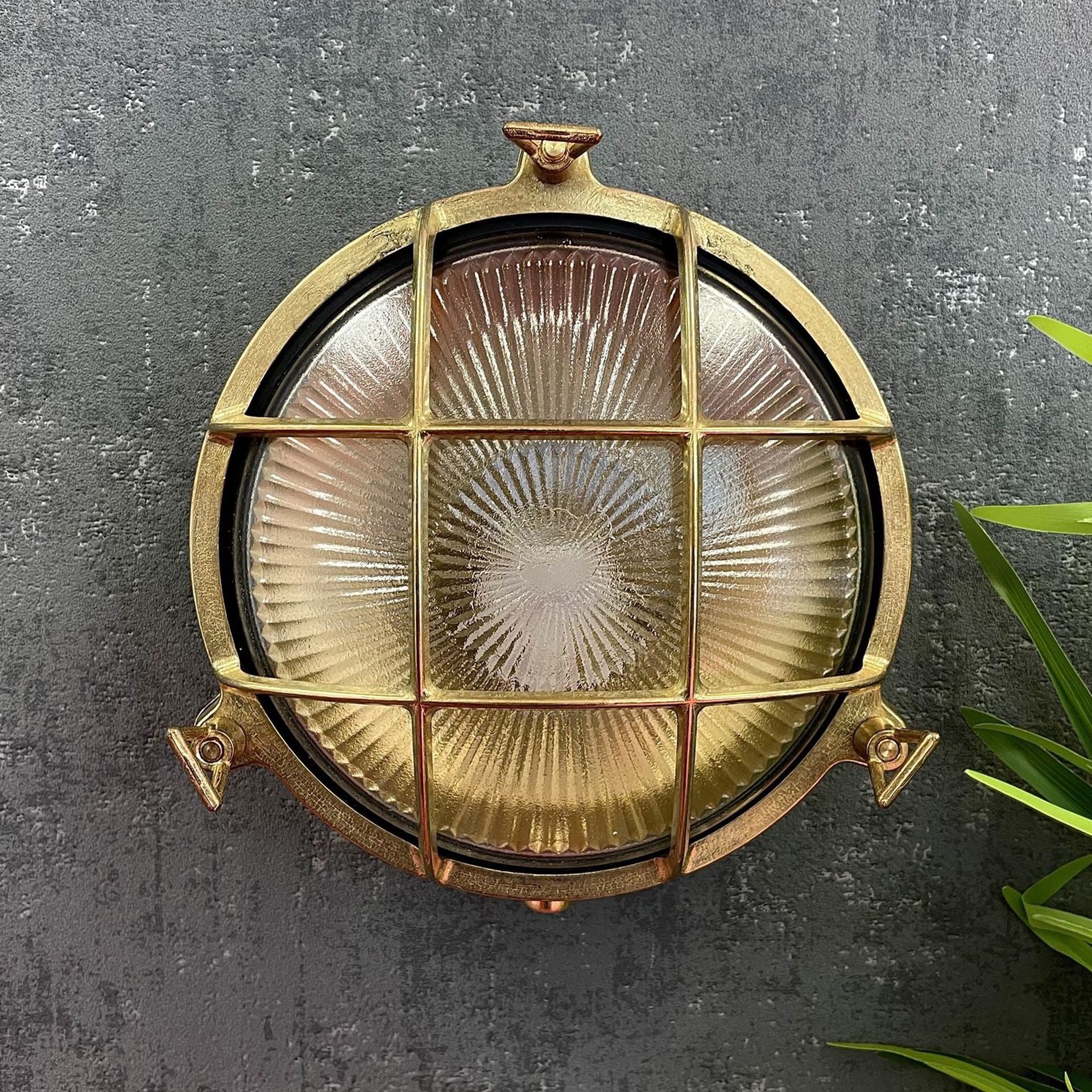 Navigator Small Porthole Bulkhead Wall Light - Raw Brass