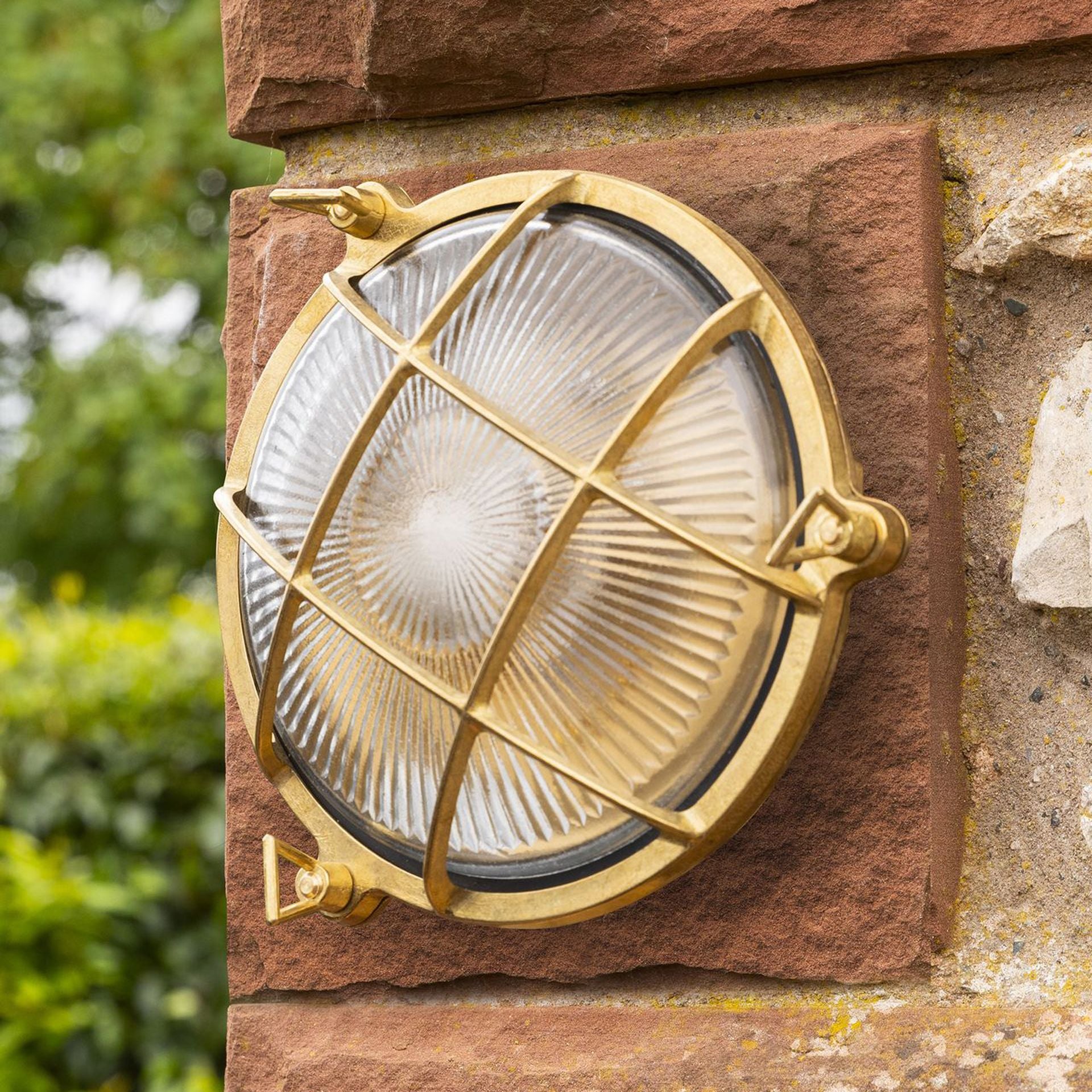 Navigator Small Porthole Bulkhead Wall Light - Raw Brass