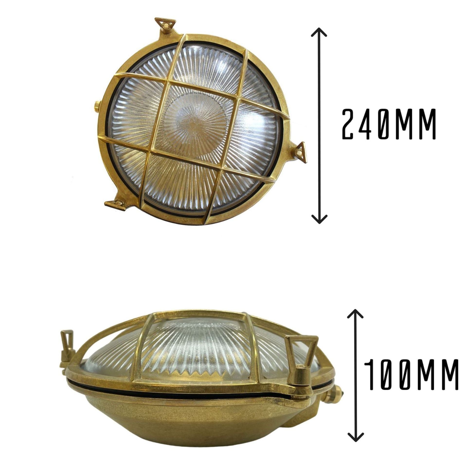 Navigator Large Porthole Bulkhead Wall Light - Raw Brass
