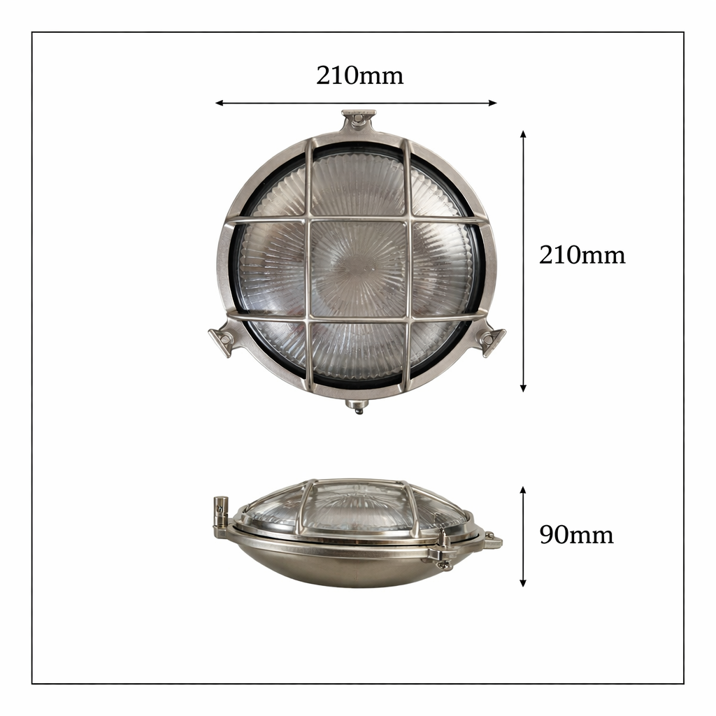 Navigator Small Porthole Bulkhead Wall Light - Satin Nickel