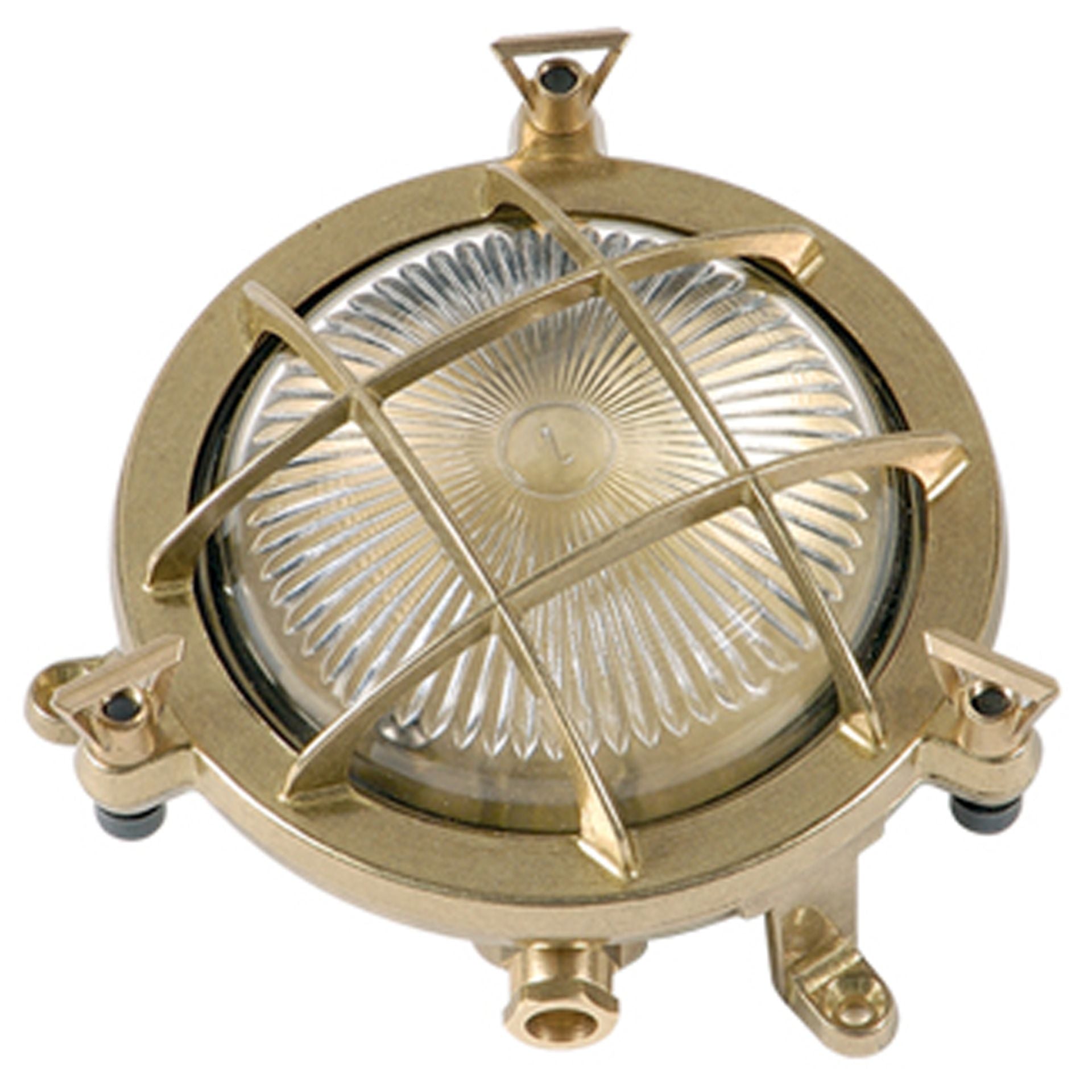 Navigator Mini Compass Guard Bulkhead Wall Light - Raw Brass