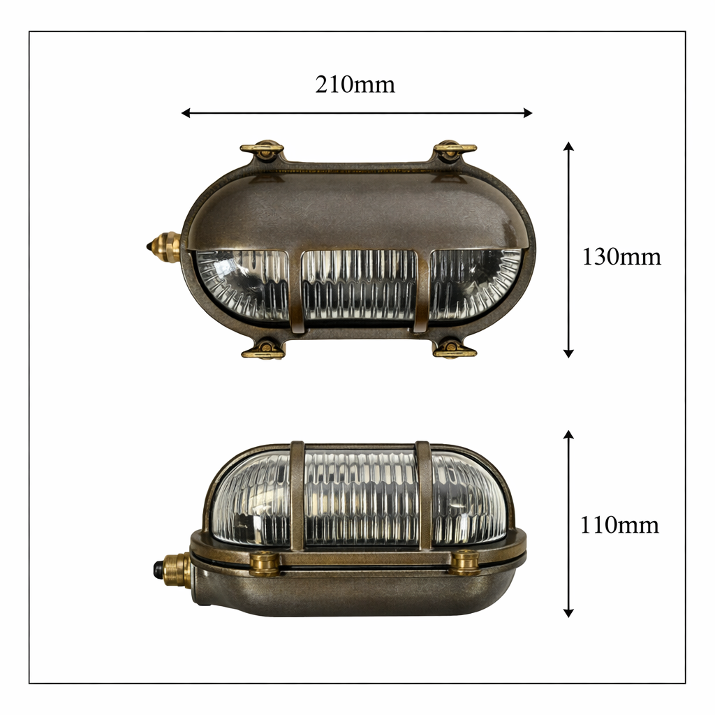 Navigator Palaemon Bulkhead Wall Light - Antique Brass