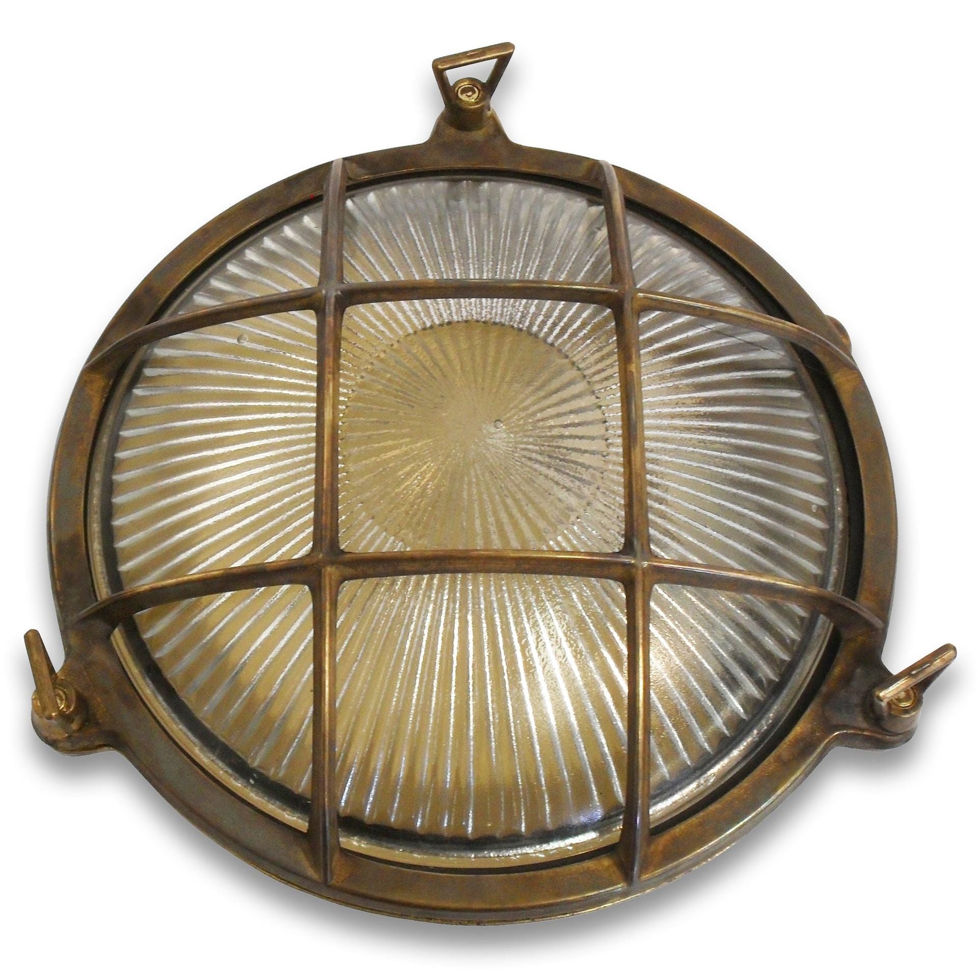 Navigator Large Porthole Bulkhead Wall Light - Antique Brass