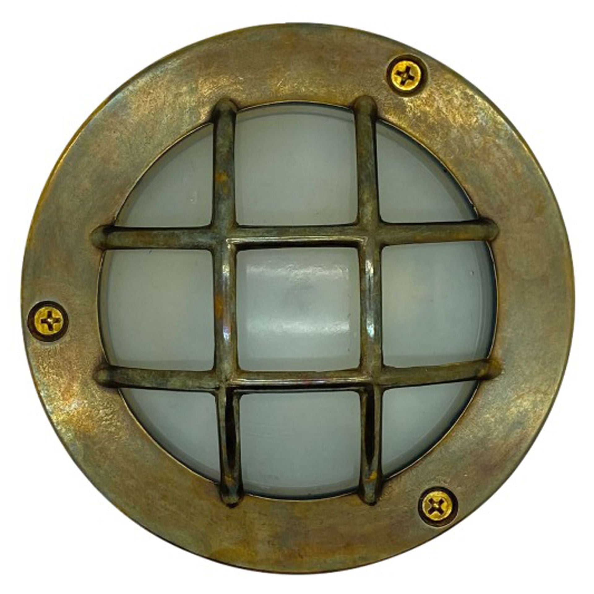 Navigator Compact Mini Circular Bulkhead Wall Light - Antique Brass