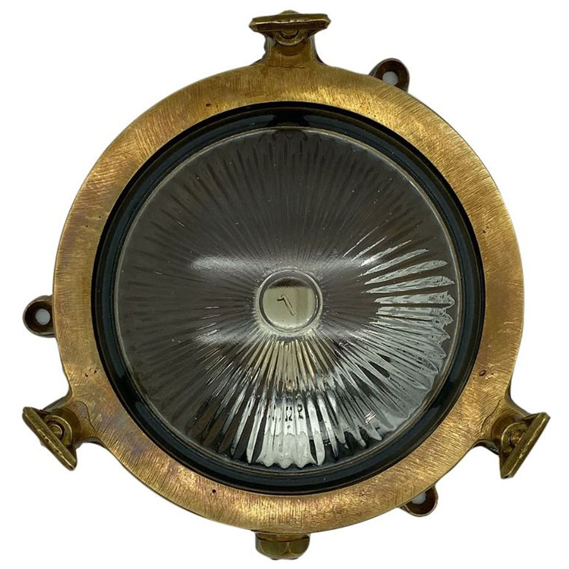 Navigator Plain Mini Porthole Bulkhead Wall Light - Antique Brass