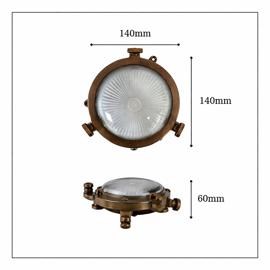 Navigator Mini Compass Bulkhead Wall Light - Antique Brass