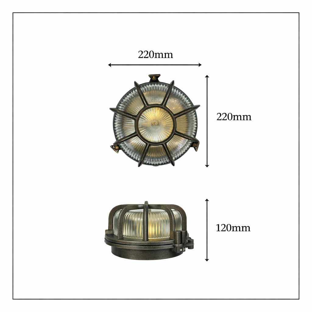 Navigator Grand Capstan Bulkhead Wall Light - Antique Brass