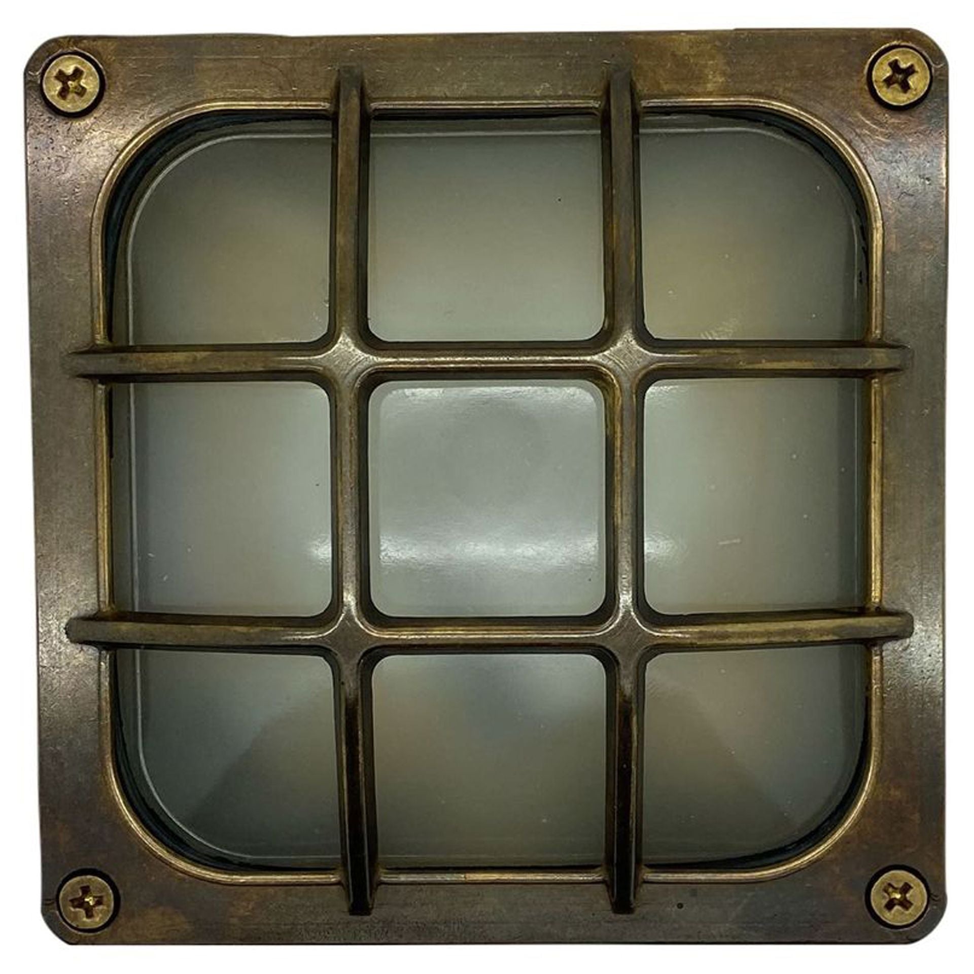 Navigator Square Bulkhead Wall Light - Antique Brass