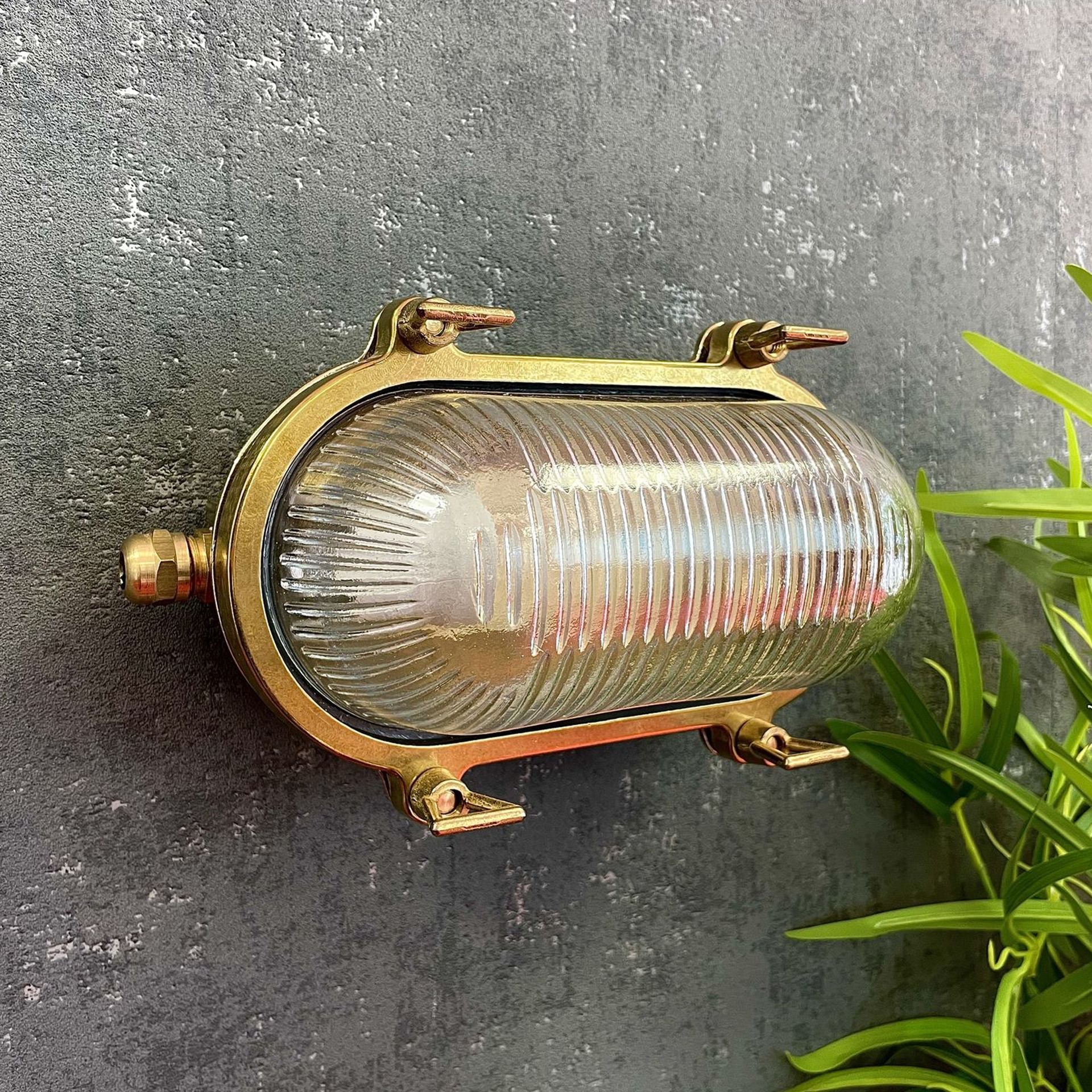 Navigator Small Standard Bulkhead Wall Light Plain - Raw Brass