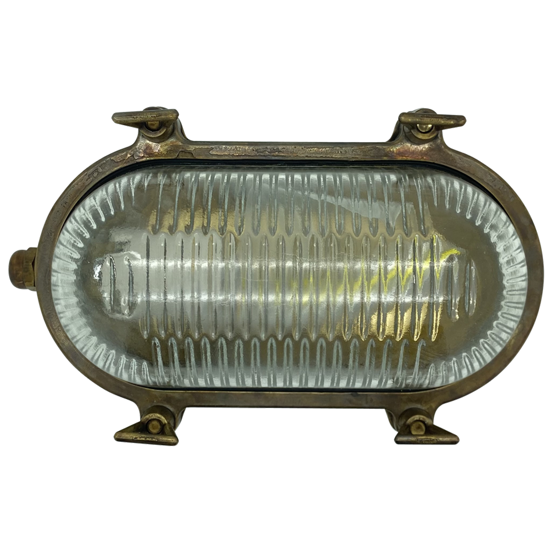 Navigator Small Standard Bulkhead Wall Light Plain - Antique Brass