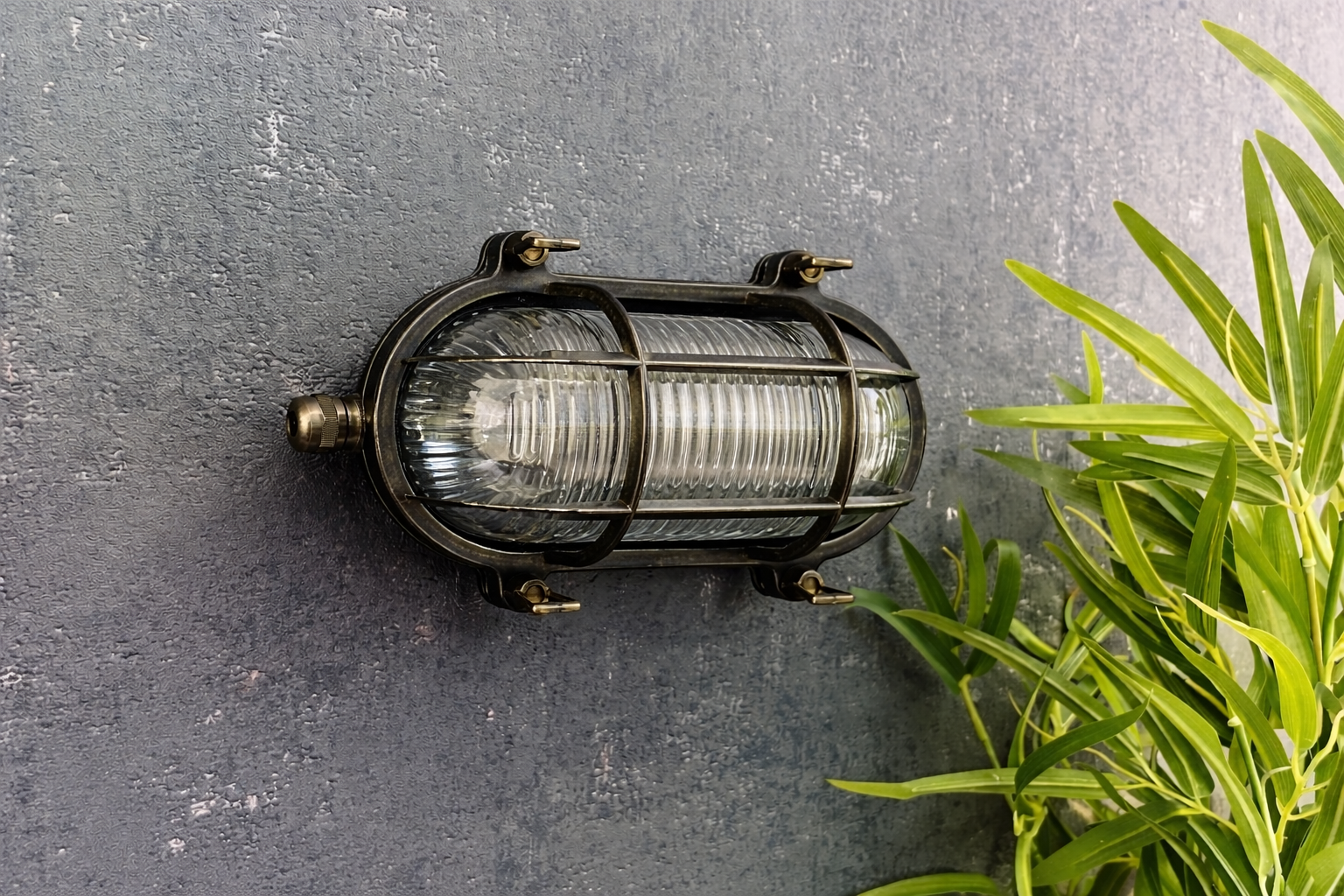 Navigator Small Siren Bulkhead Wall Light - Antique Brass