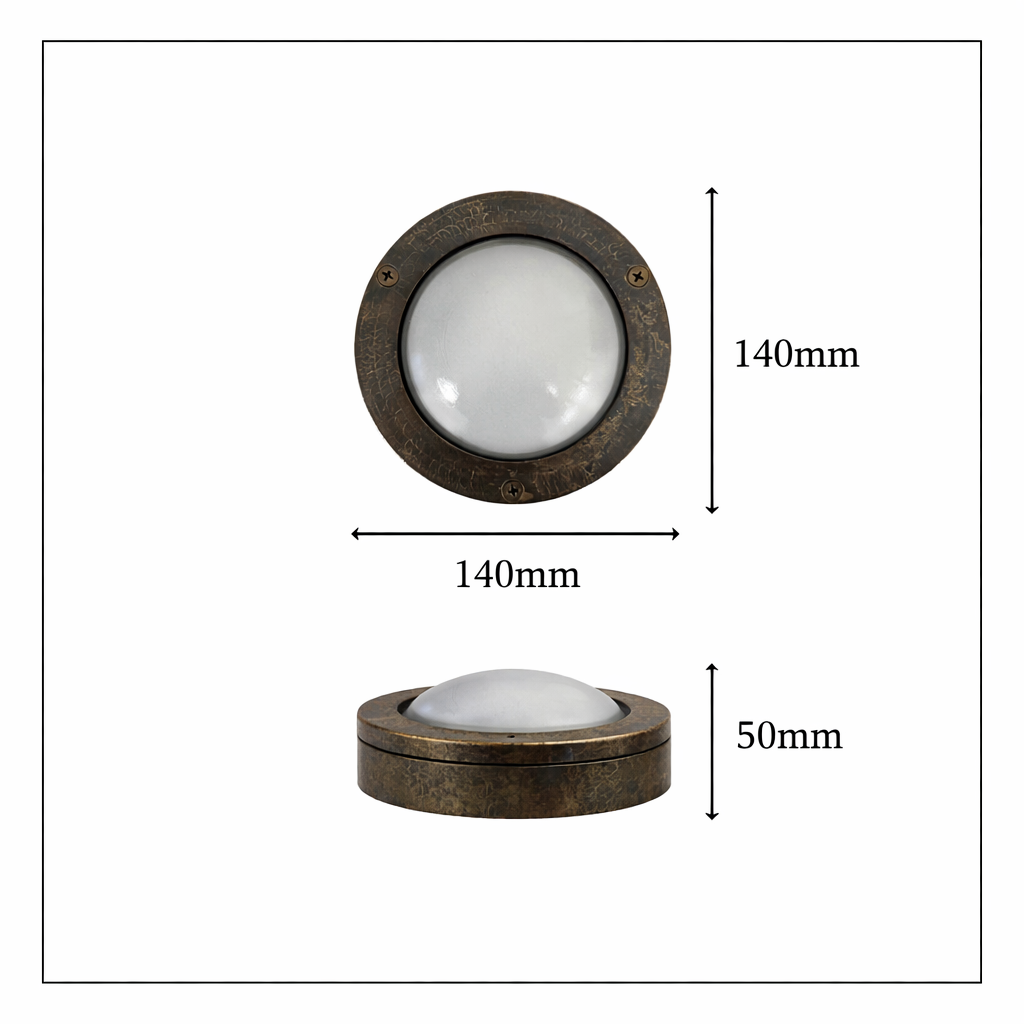 Navigator Marina Circular Bulkhead wall light - Antique Brass