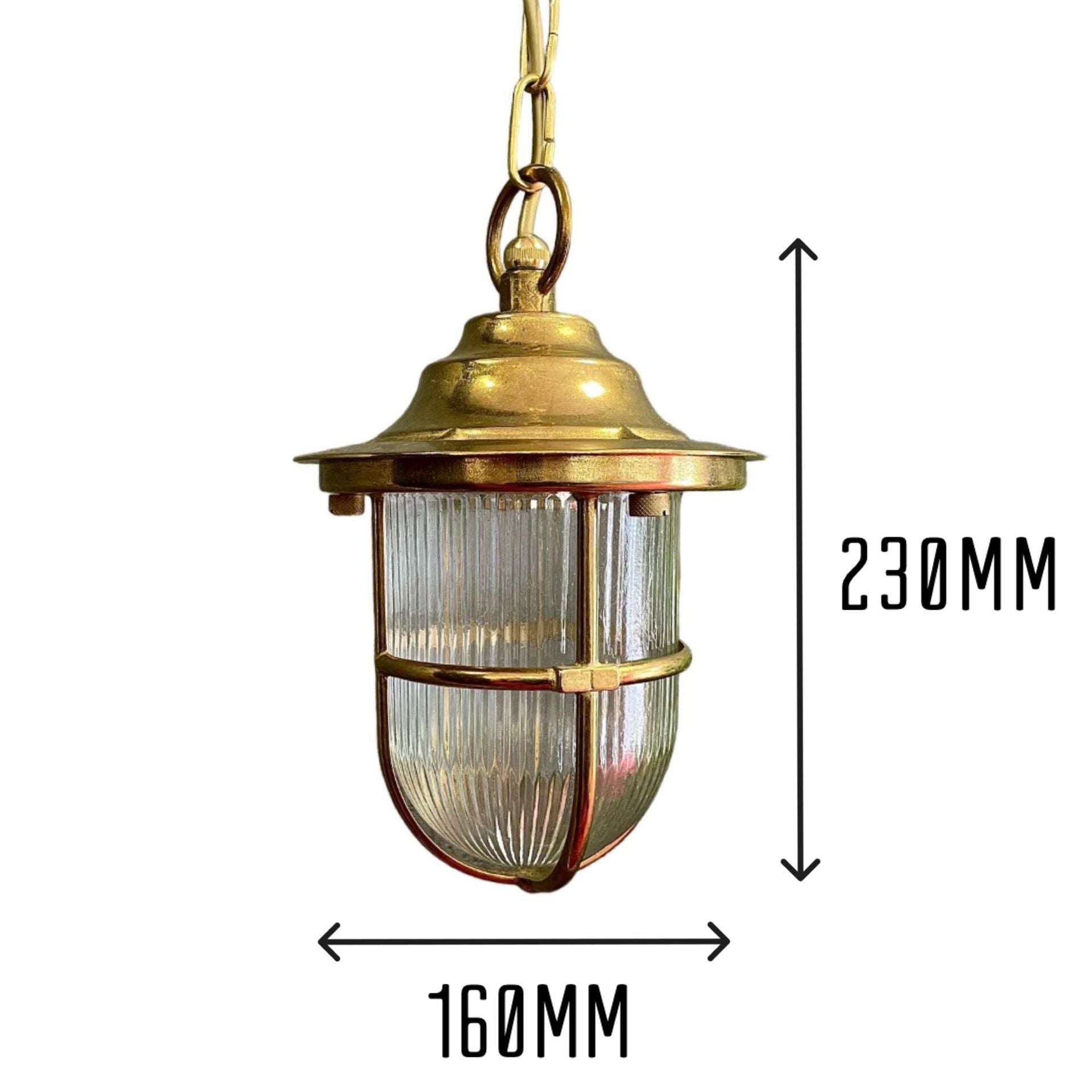 Navigator Hull Guard Pendant Lantern - Raw Brass