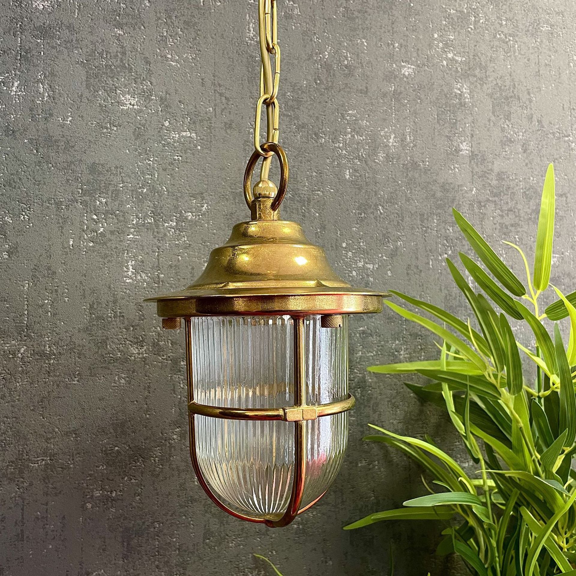 Navigator Hull Guard Pendant Lantern - Raw Brass