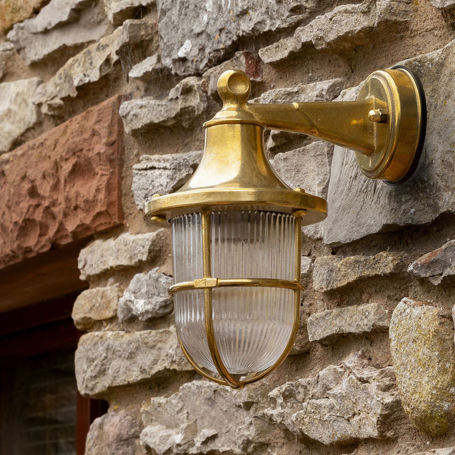 Navigator Tiller Wall Lantern - Raw Brass