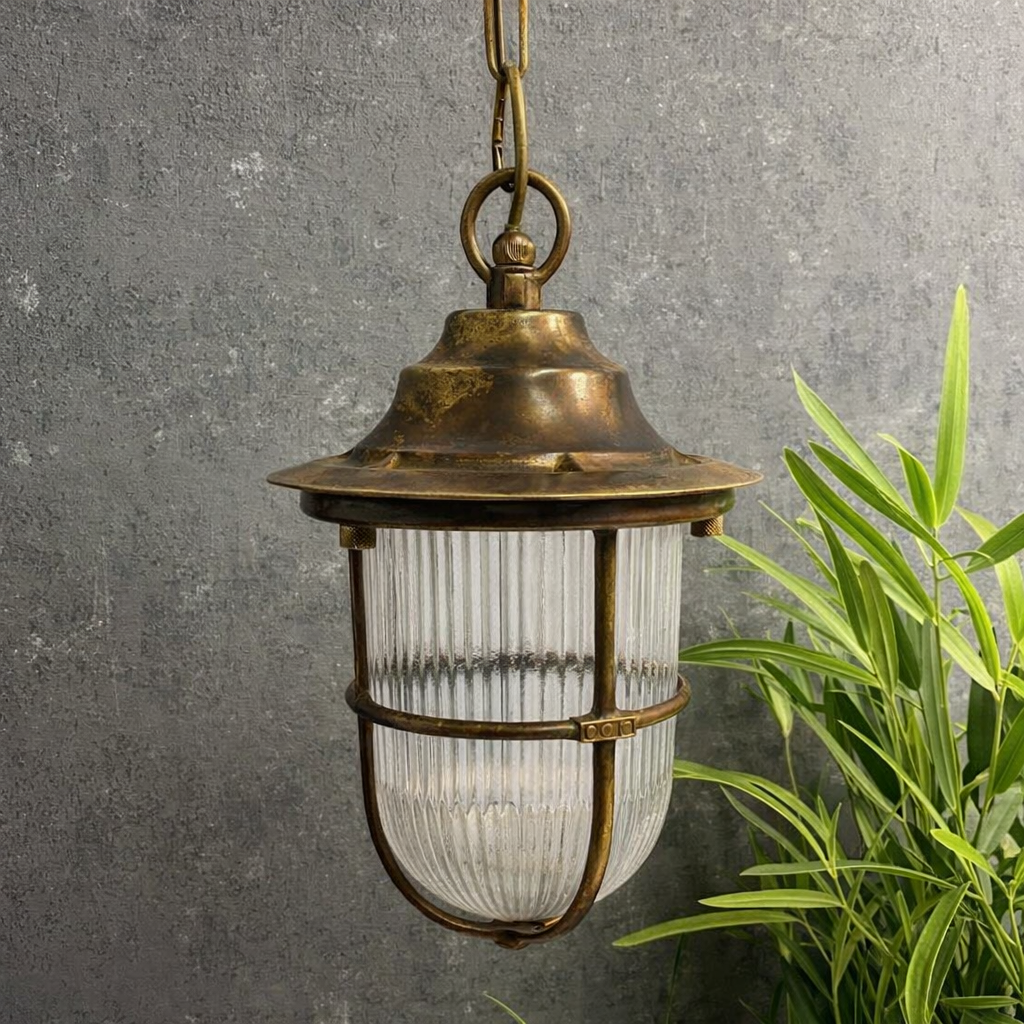Navigator Hull Guard Pendant Lantern - Antique Brass
