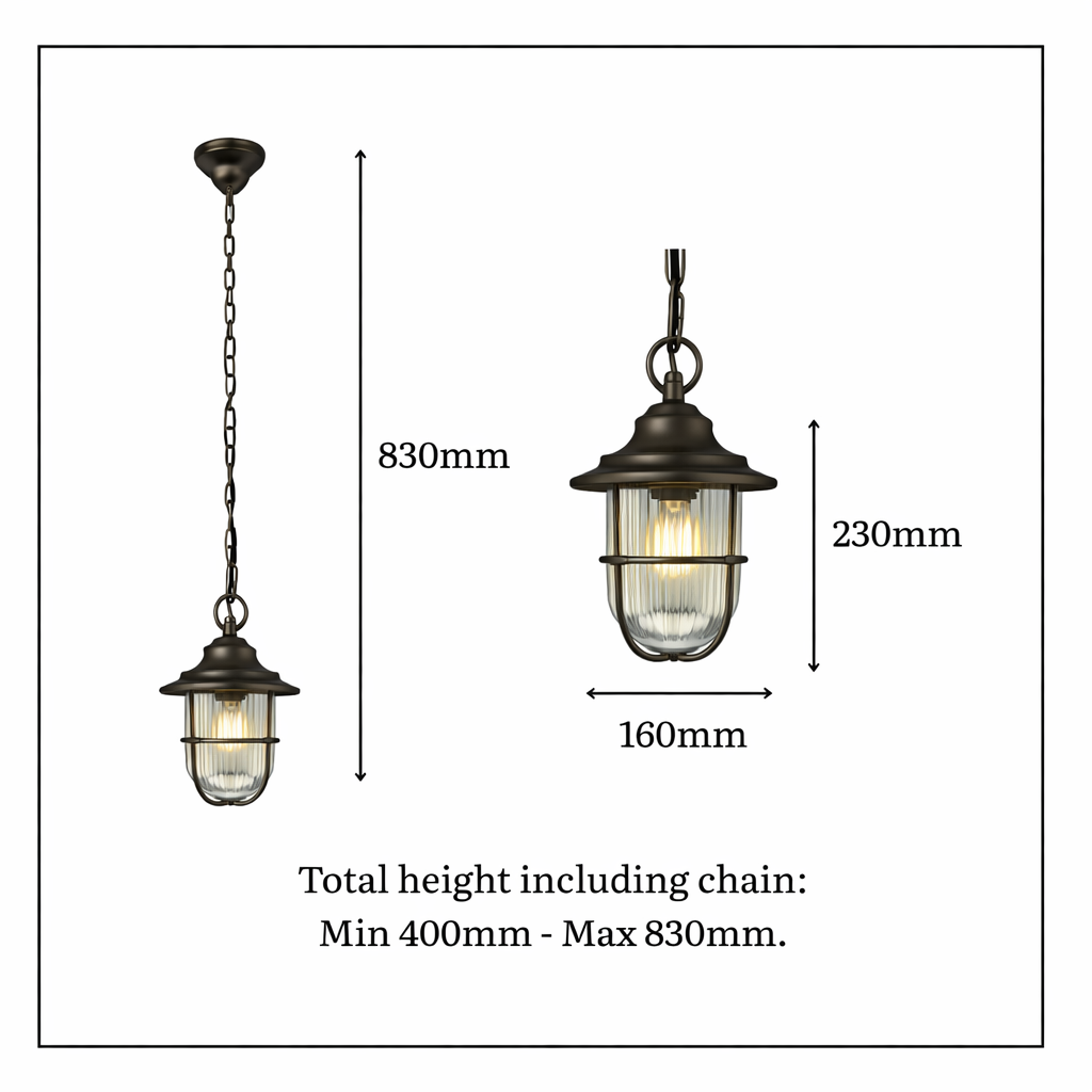 Navigator Hull Pendant Lantern - Antique Brass