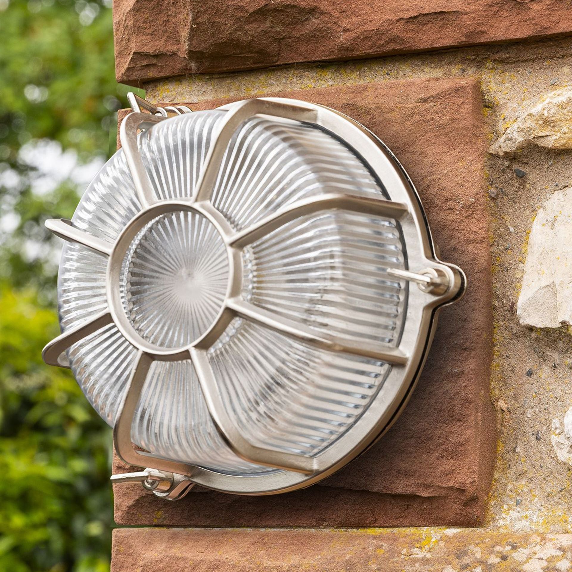 Navigator Extra Large Radial Porthole Bulkhead Wall Light - Satin Nickel