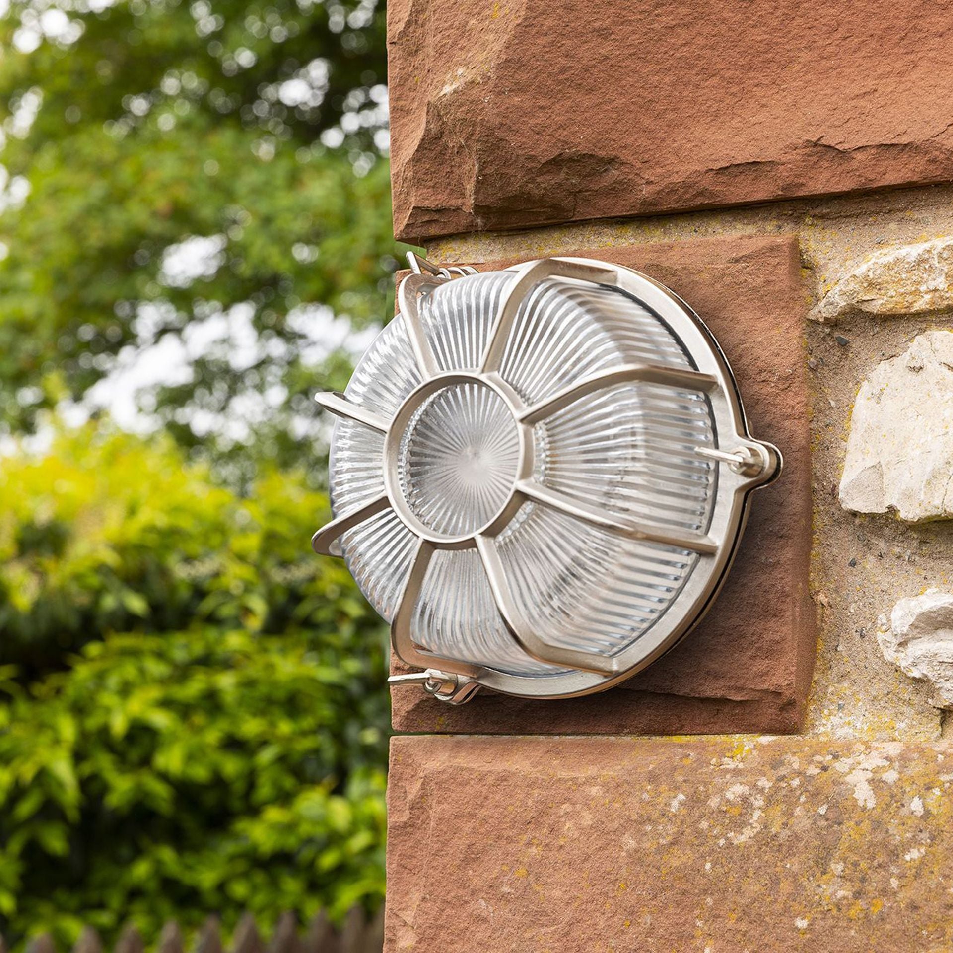 Navigator Extra Large Radial Porthole Bulkhead Wall Light - Satin Nickel