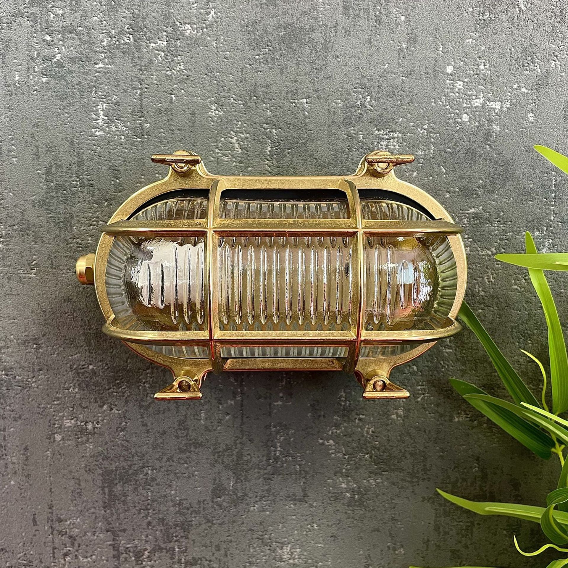 Navigator Small Standard Bulkhead Wall Light - Raw Brass