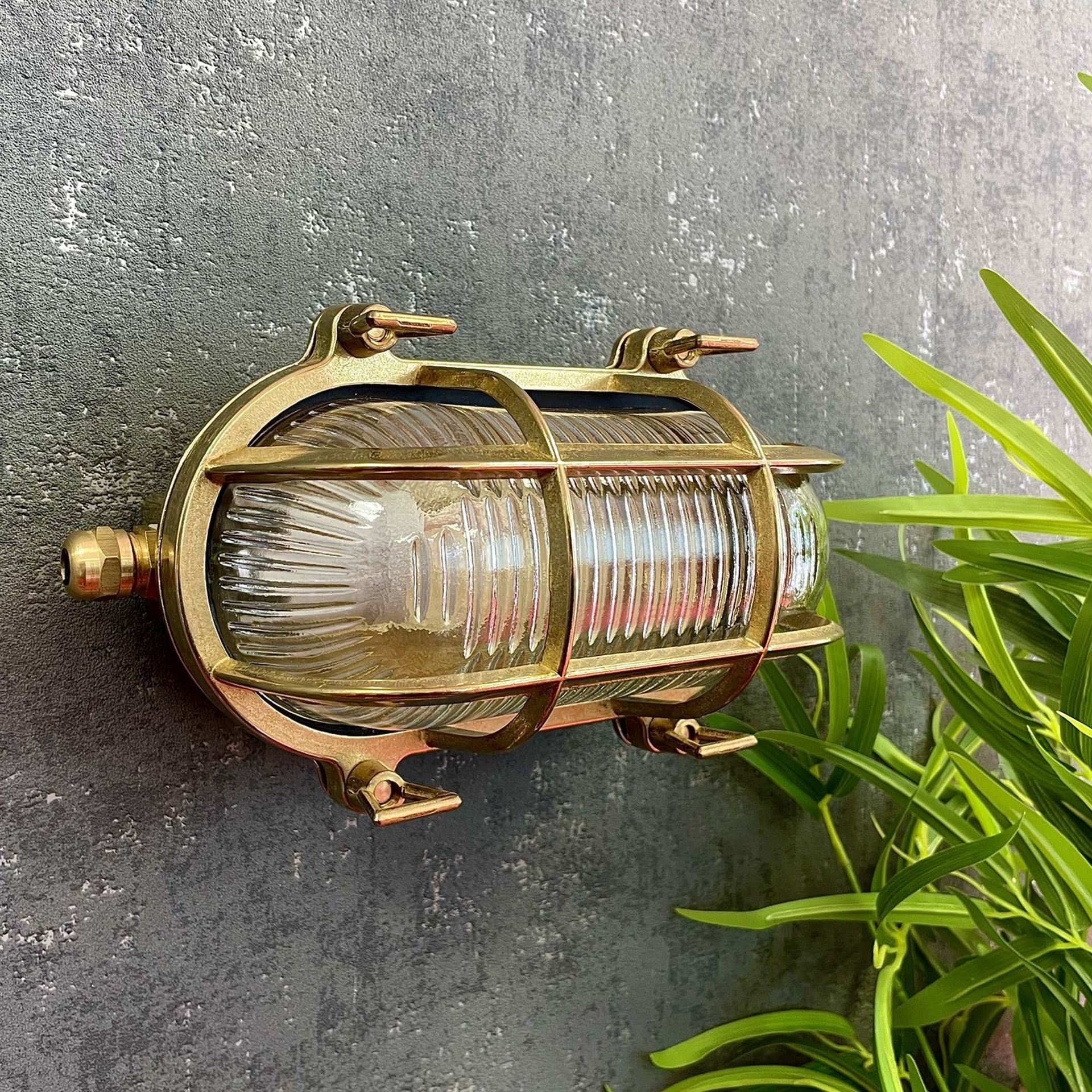Navigator Small Standard Bulkhead Wall Light - Raw Brass