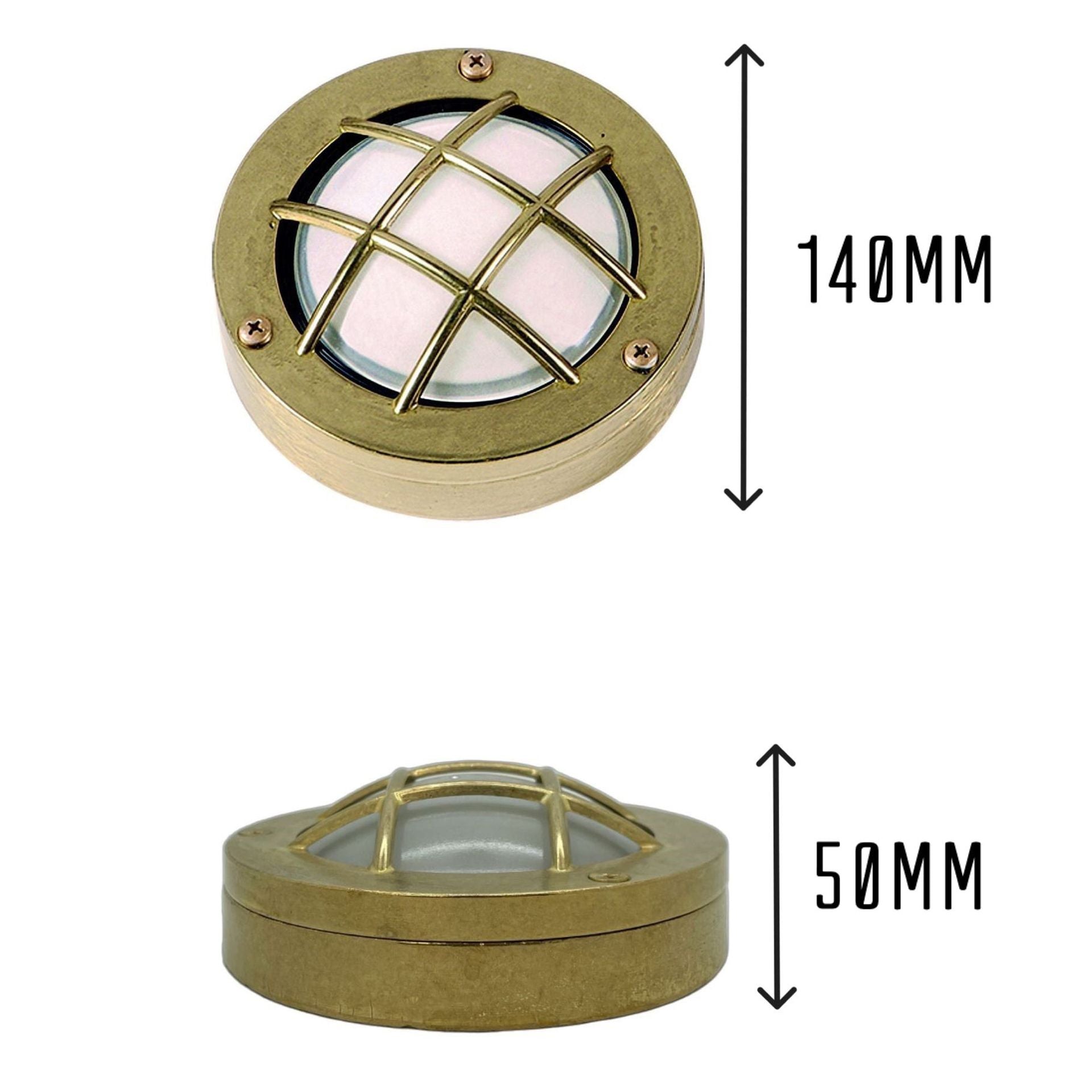 Navigator Compact Mini Circular Bulkhead Wall Light - Raw Brass