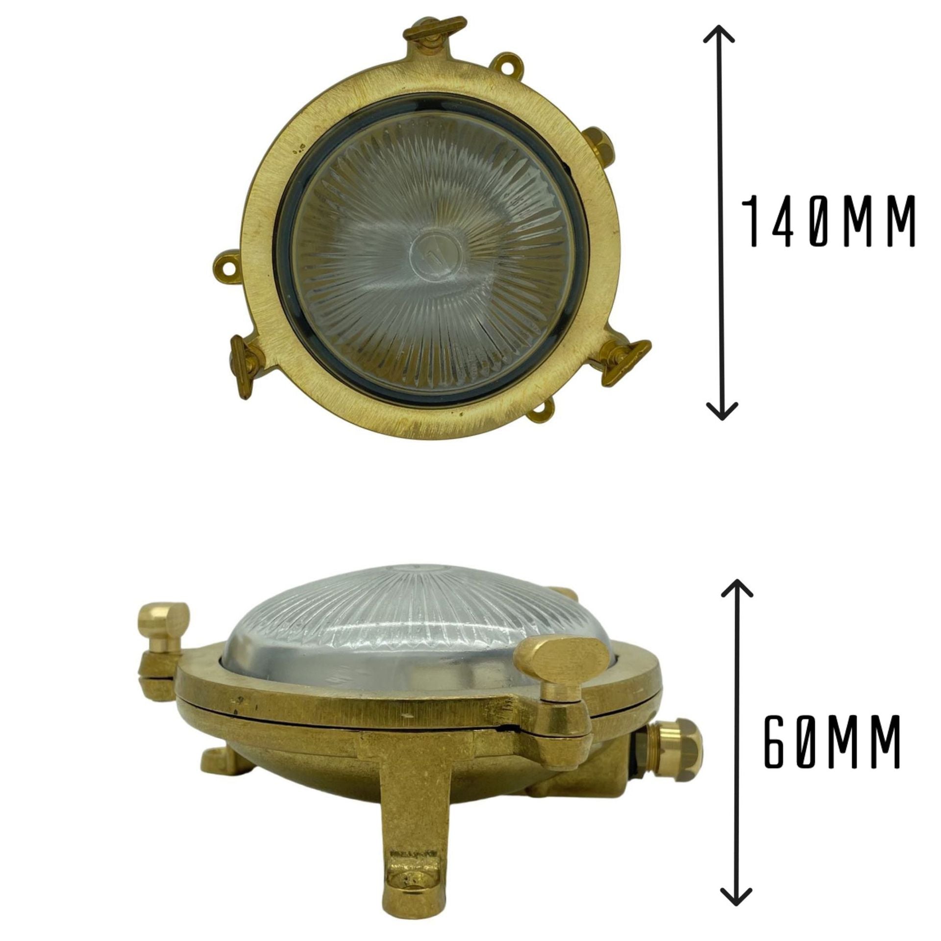 Navigator Plain Mini Porthole Bulkhead Wall Light - Raw Brass