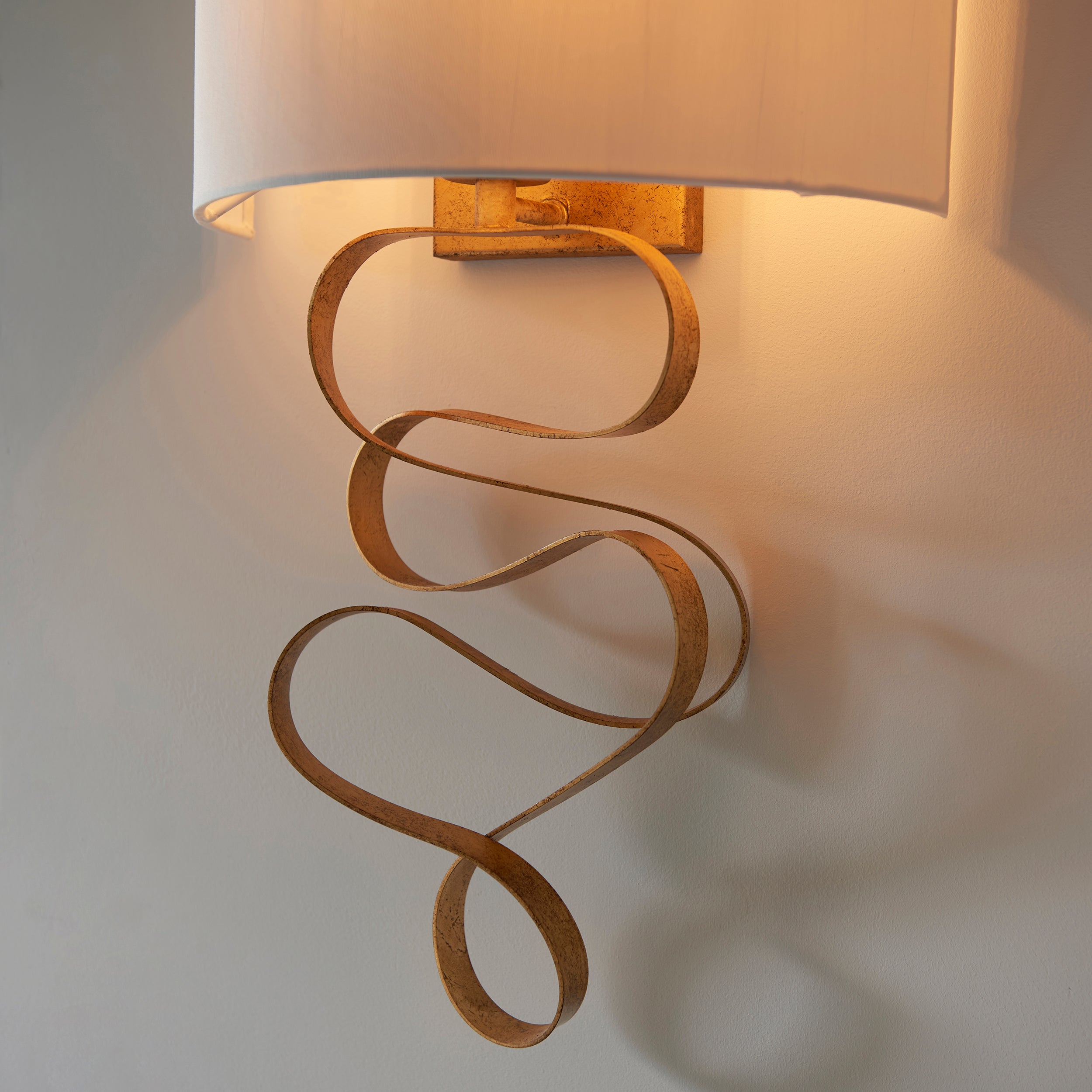 Utopia Swirl Wall Light - Gold And Ivory Shade