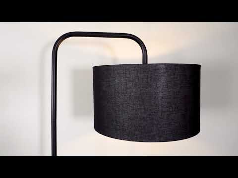 Utopia The Modern Floor Lamp With Table - Satin Black With Black Shade
