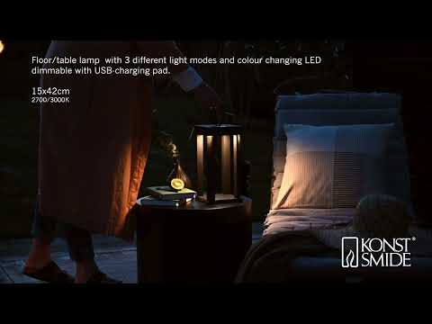 Konstsmide Cannes Outdoor Lantern With USB - Matt Black