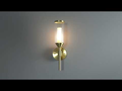 Utopia Matrix Single Wall Light - Satin Brass Plate with Clear & Frosted Glass