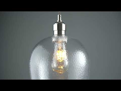 Utopia Finesse Small Single Pendant - Bright Nickel Plate & Clear Hammered Glass