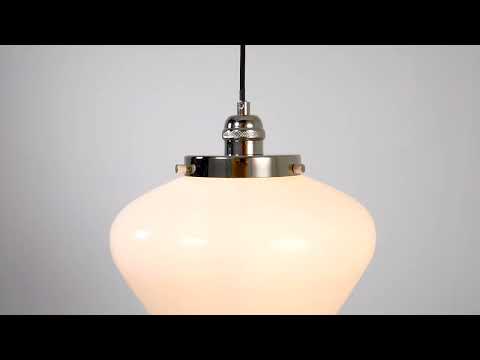 Endon Camberley Pendant Ceiling Light - Bright Nickel With Opal Glass