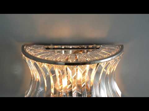 Utopia Bow 2 Light Wall Light - Bright Nickel Plate with Crystal & Clear Glass