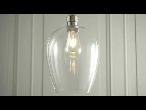 Utopia Walton Single Light Ceiling Pendant - Bright Nickel & Clear Glass