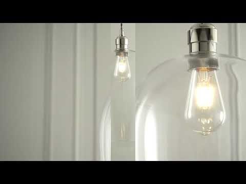Utopia Walton Large Ceiling Pendant - Bright Nickel & Clear Glass