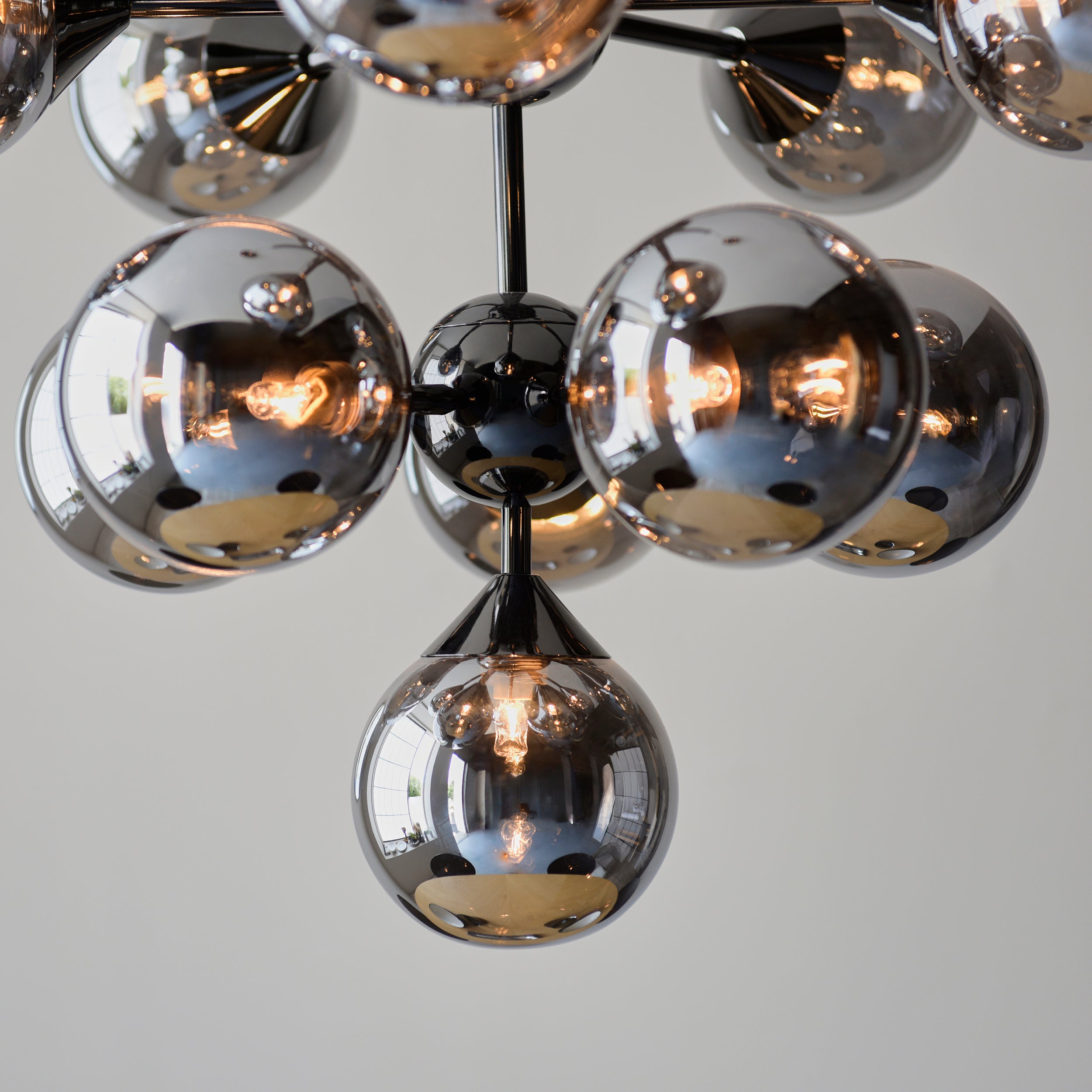 Endon Oscar 11 Light Pendant - Black Chrome Plate & Smoked Mirror Glass