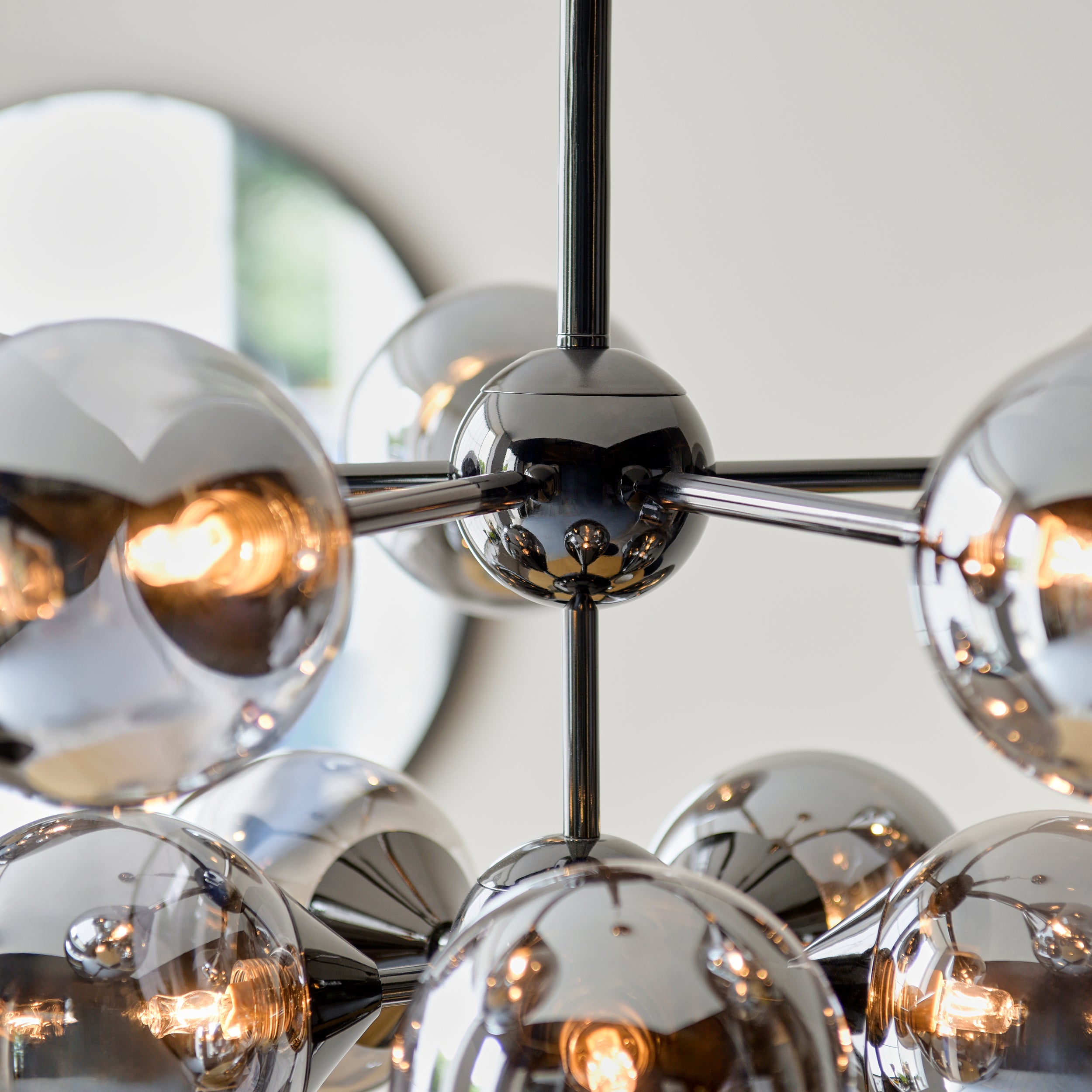 Endon Oscar 11 Light Pendant - Black Chrome Plate & Smoked Mirror Glass