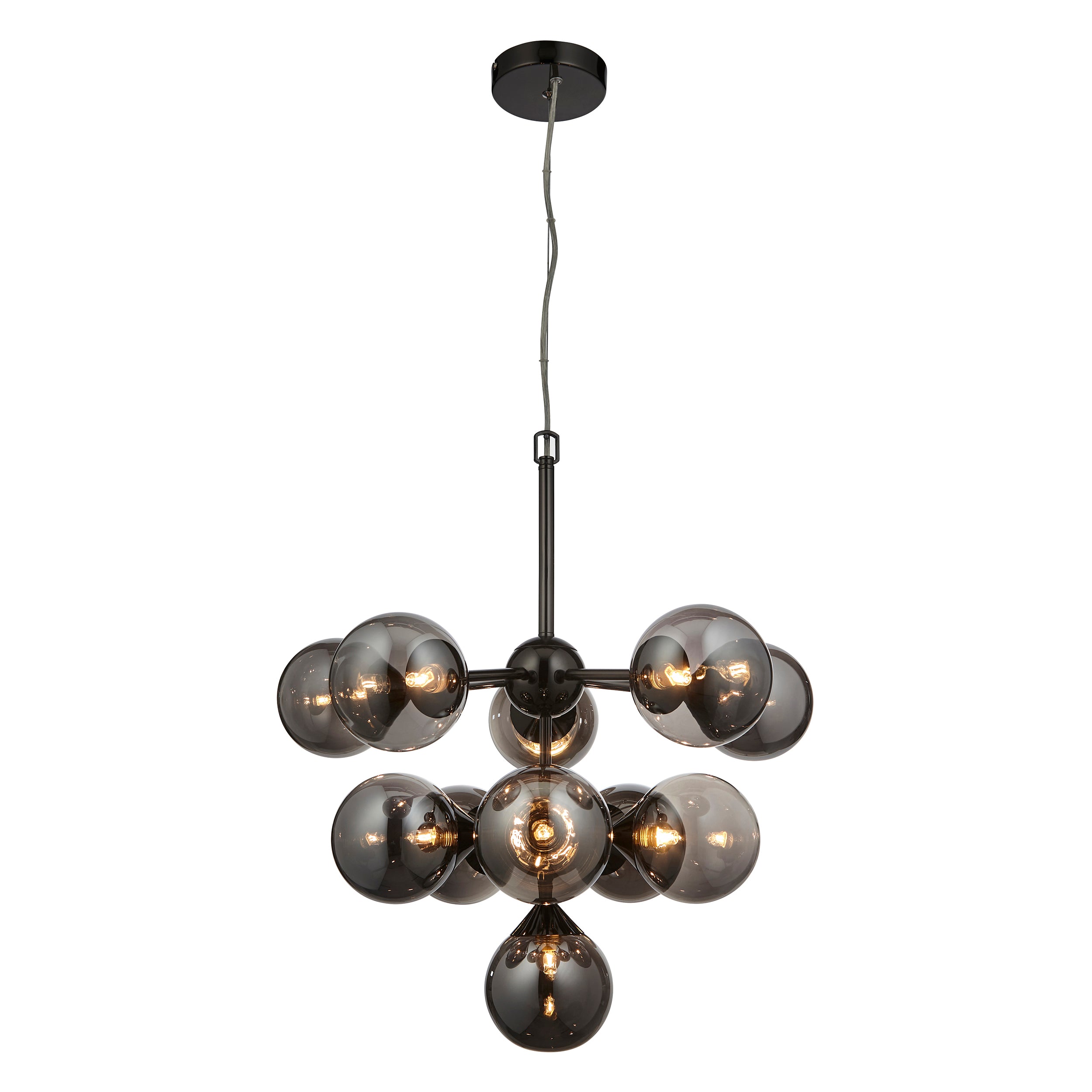 Endon Oscar 11 Light Pendant - Black Chrome Plate & Smoked Mirror Glass