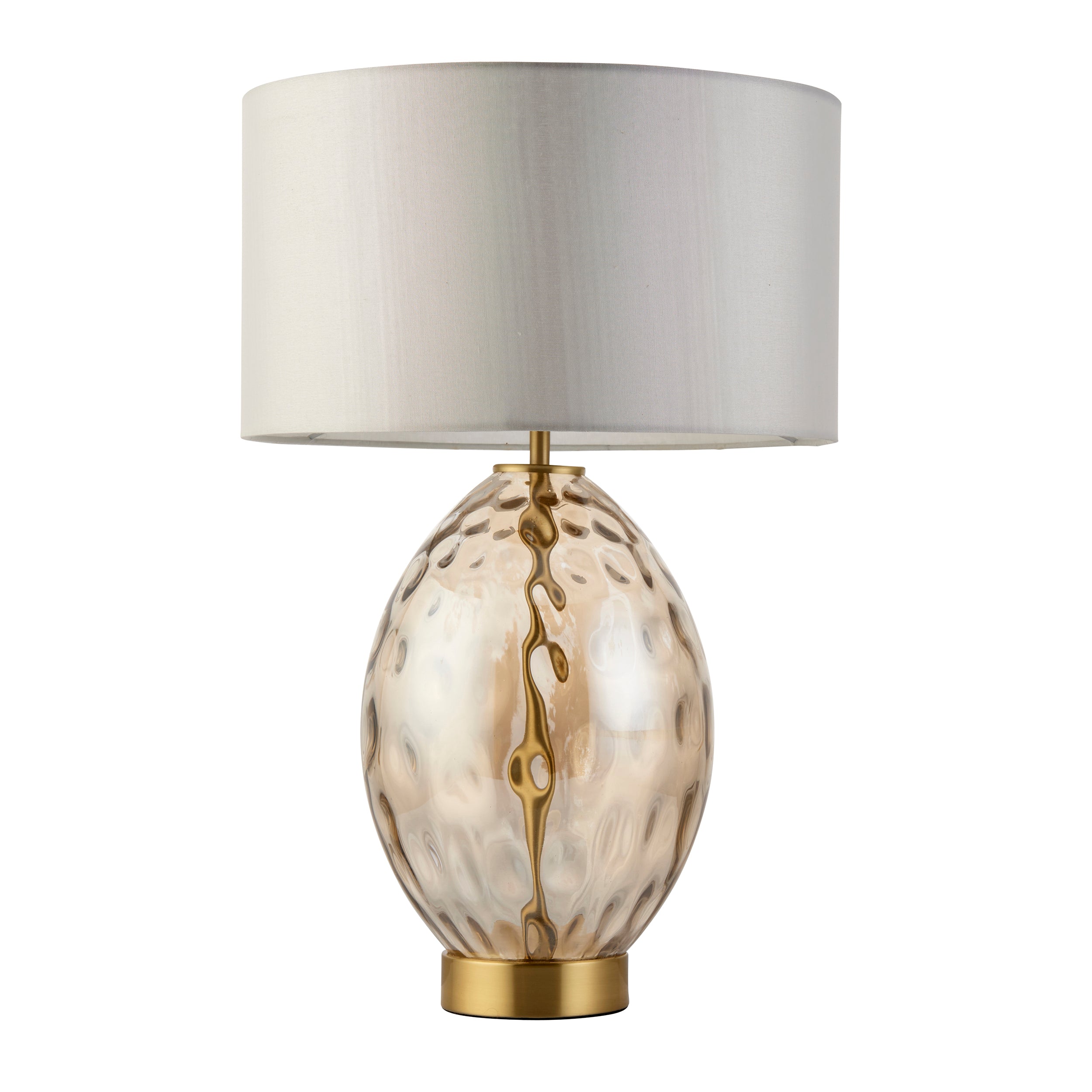 Endon Elin Dimple Touch Table Lamp - Satin Brass & Champagne Lustre Glass