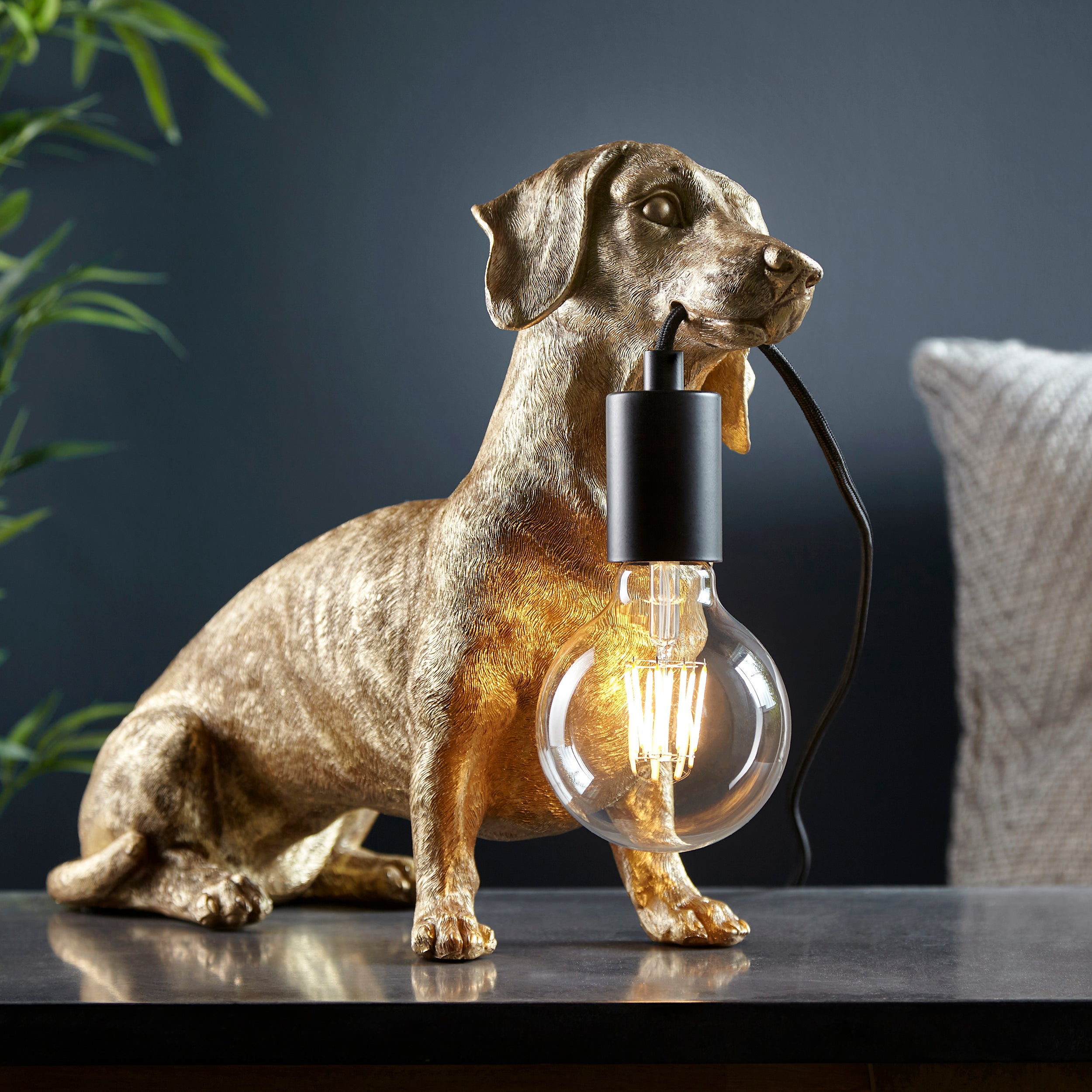 Endon Slinky The Dachshund Table Lamp - Vintage Gold