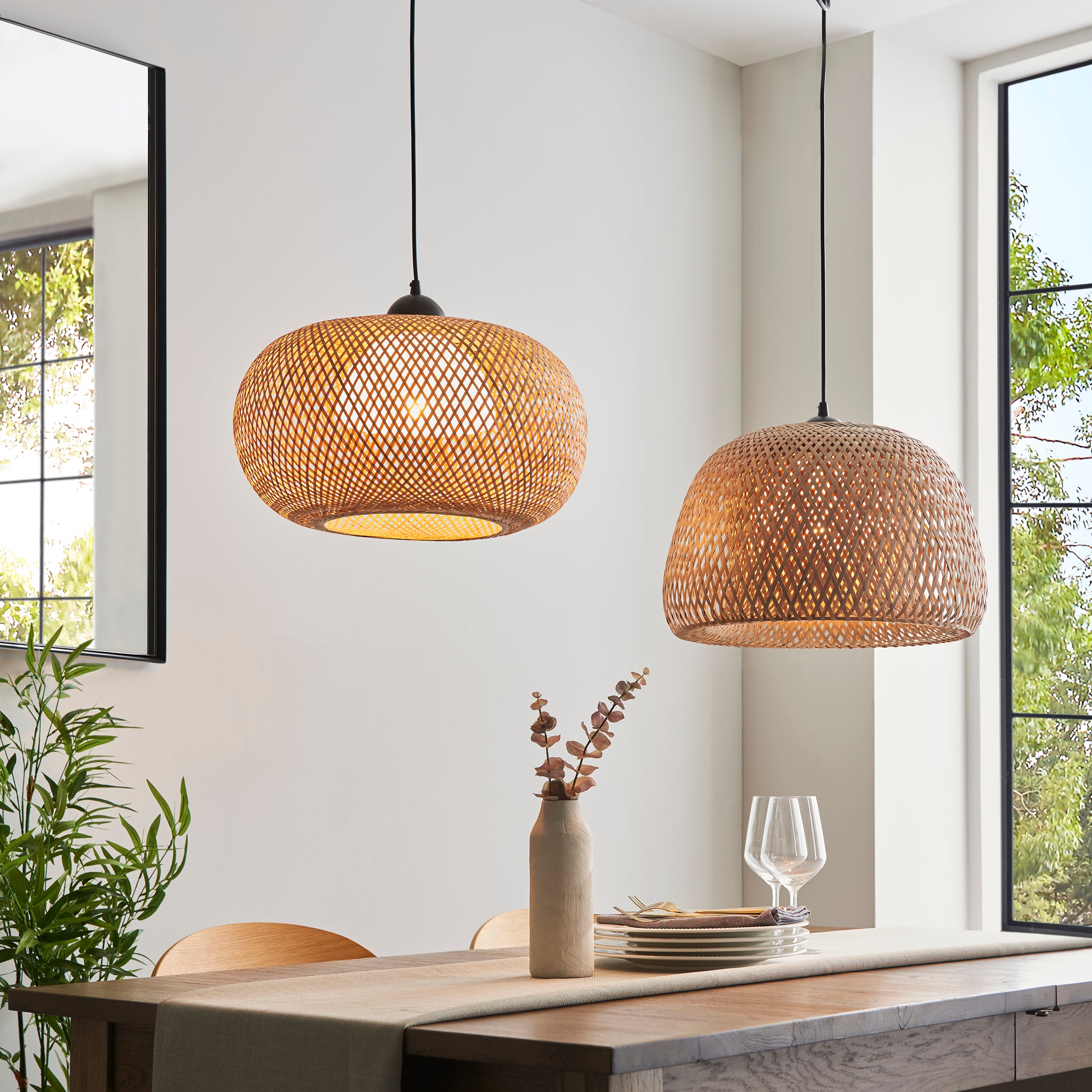 Endon Bali Domed Raffia Twine Pendant - Bamboo Shade