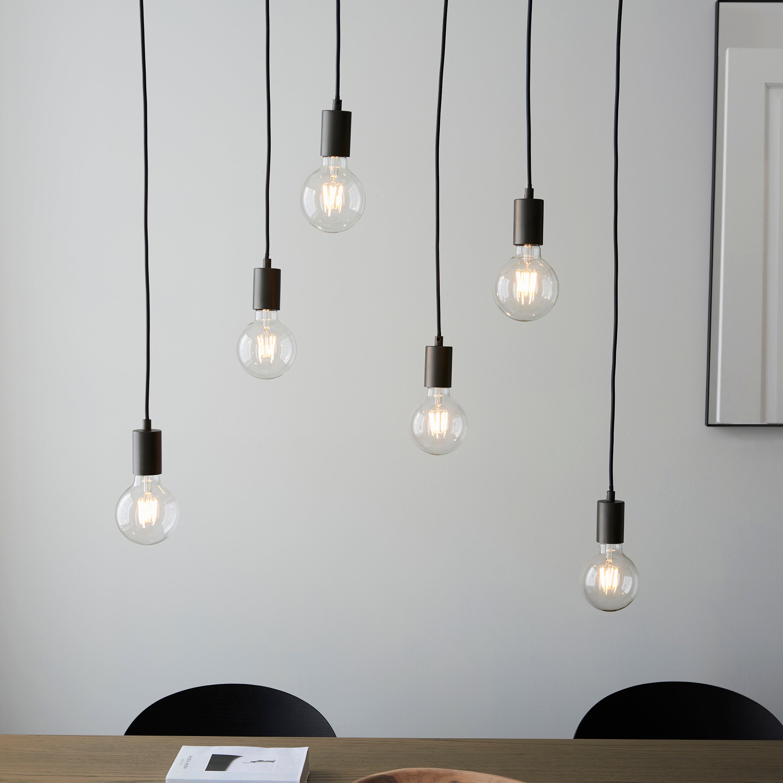 Endon Stellan 6 Light Linear Pendant - Oak Effect