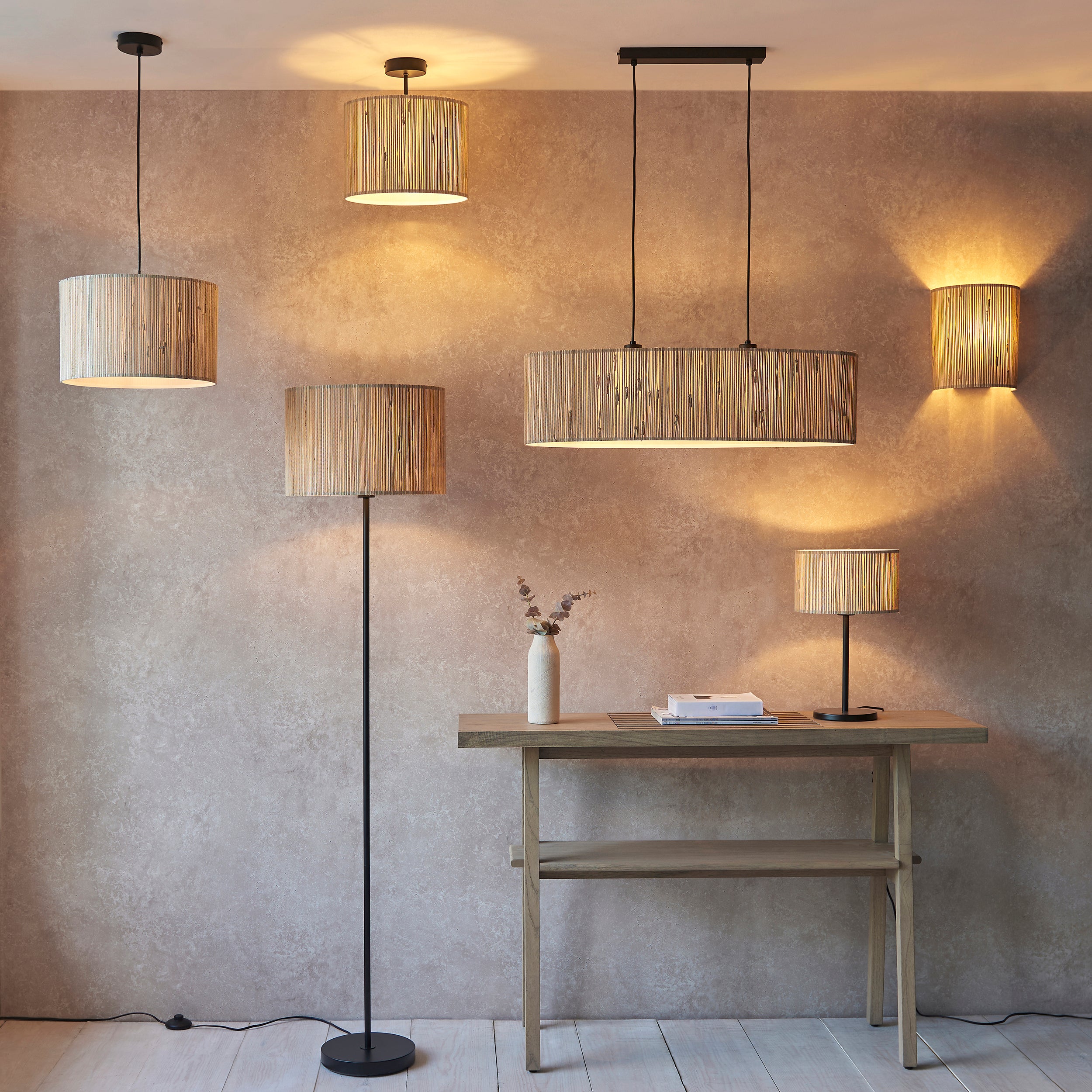 Endon Longshore Single Light Pendant - Woven Seagrass