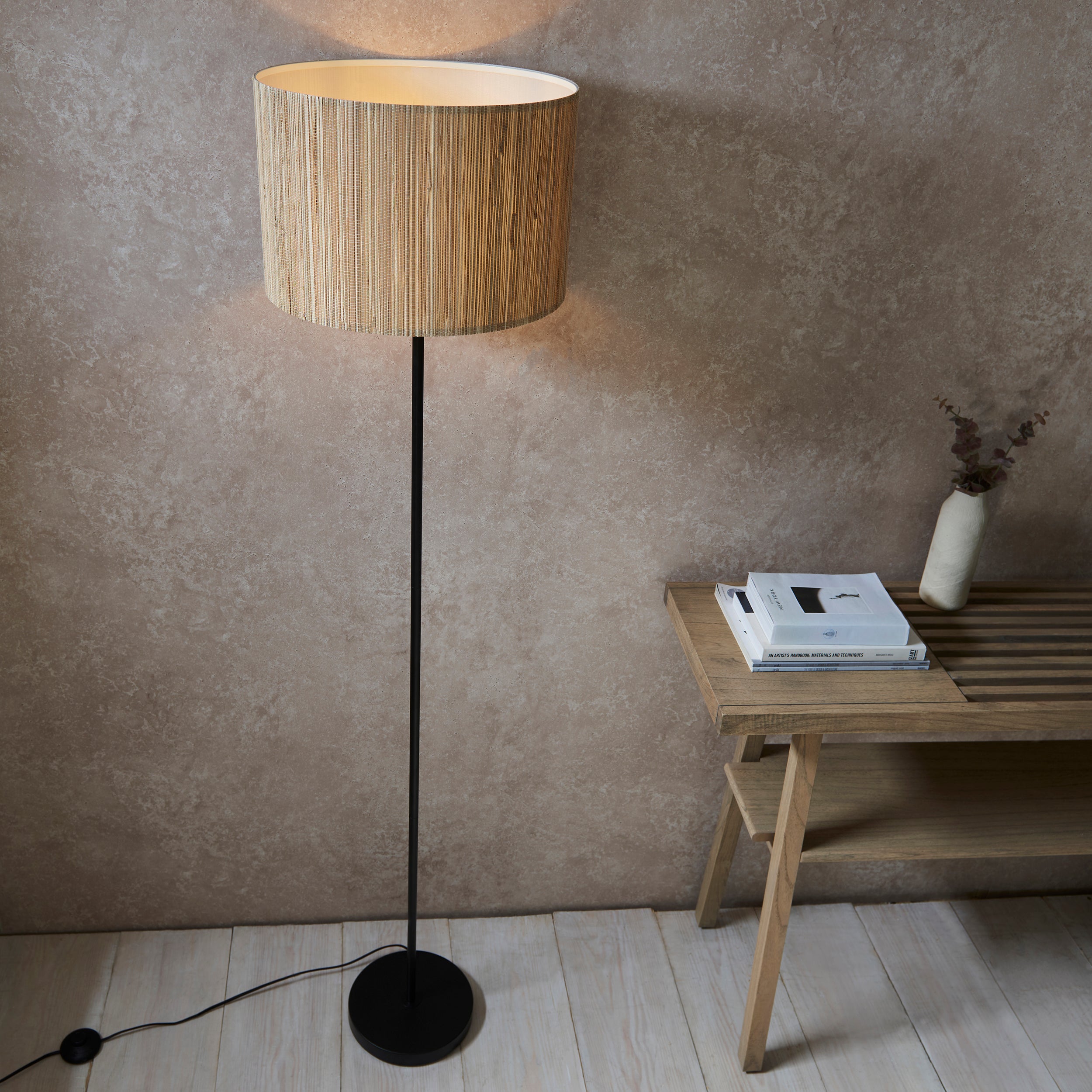 Endon Longshore Single Light Floor Lamp - Woven Seagrass