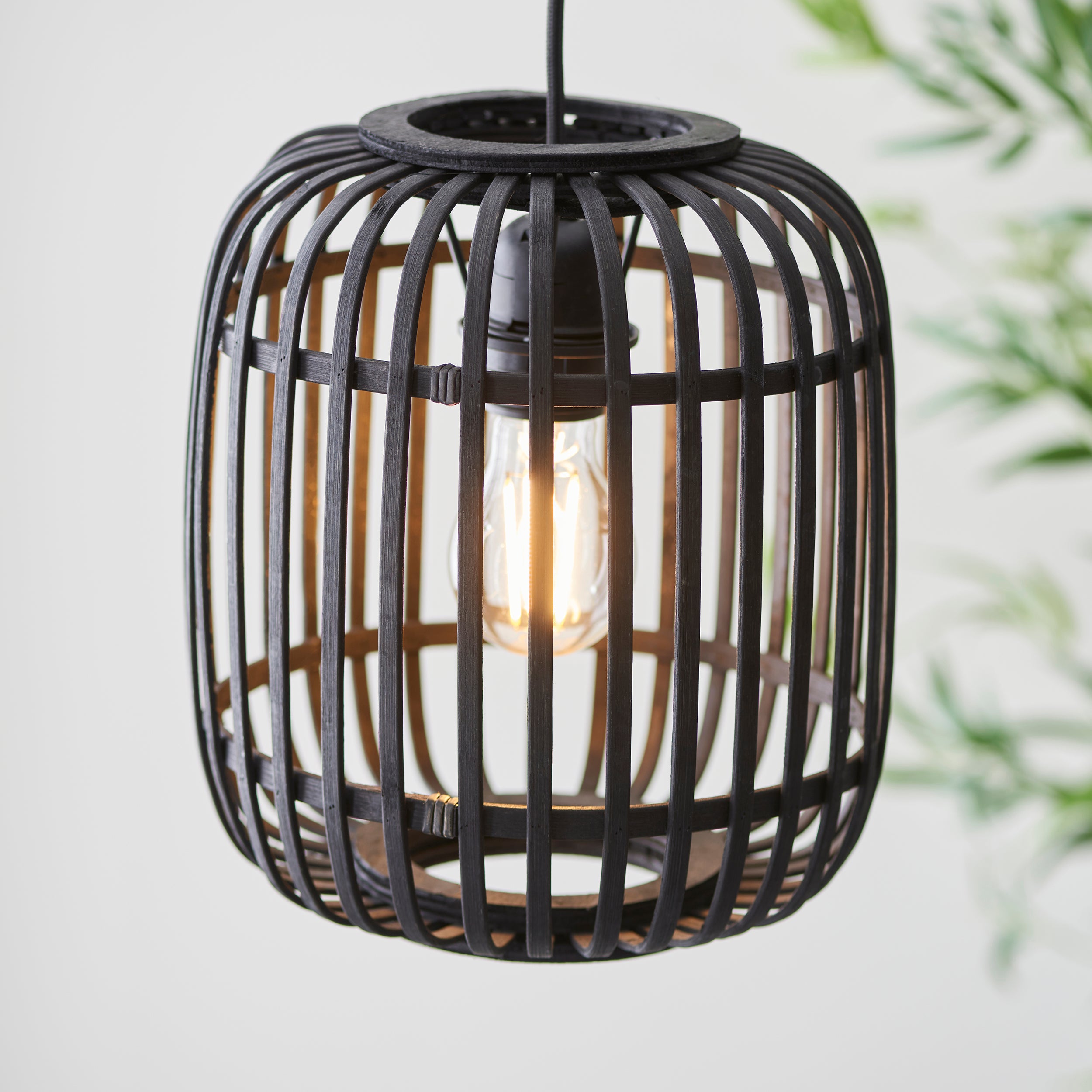Endon Mathias Bamboo Single Light Pendant - Dark Stained Bamboo