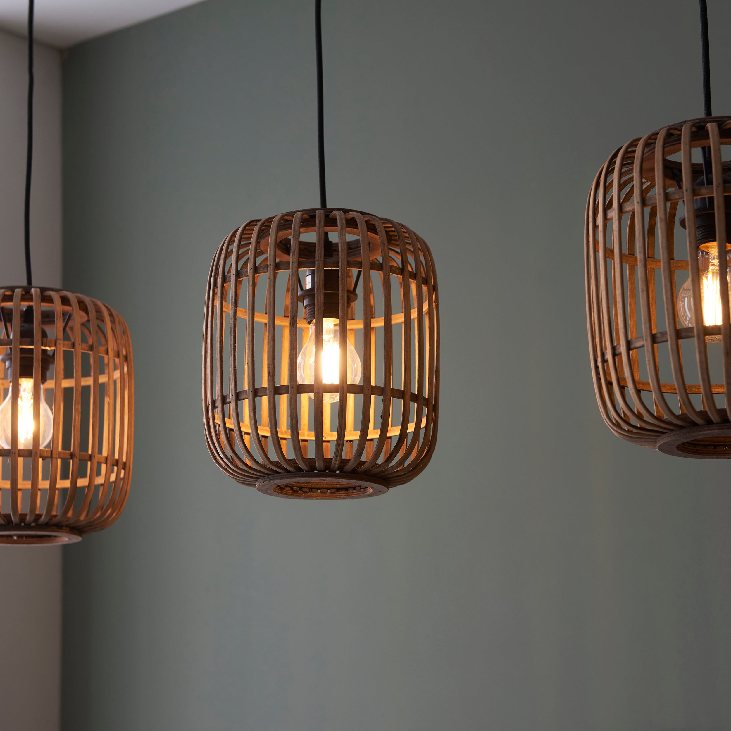 Endon Mathias Bamboo 3 Light Linear Pendant - Natural Bamboo