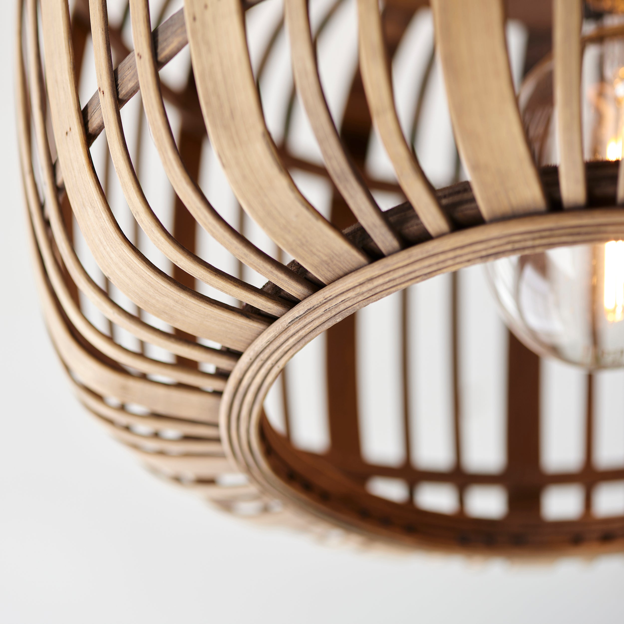Endon Mathias Bamboo Single Flush Ceiling Light - Natural Bamboo