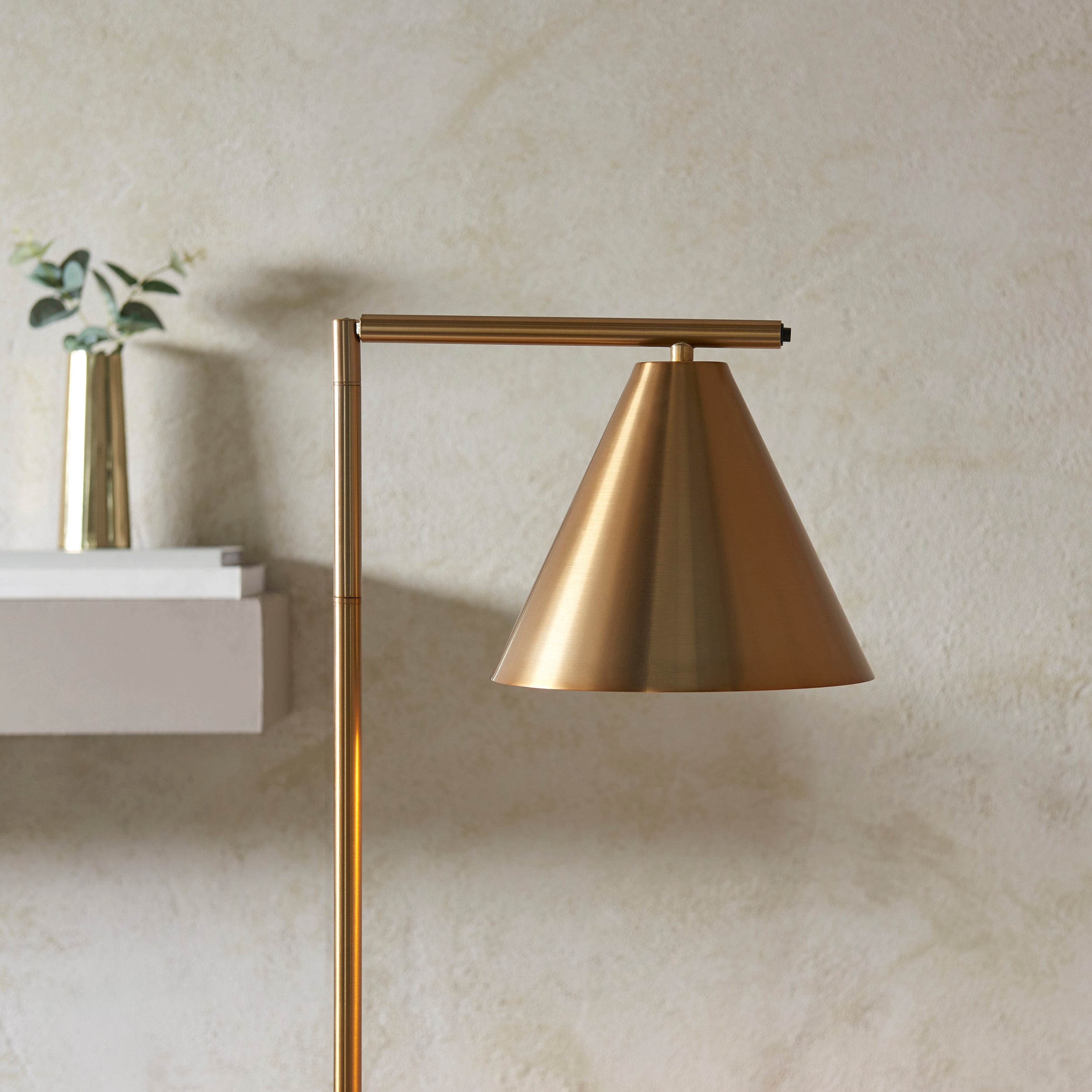 Endon Cape 1 Light Floor Lamp - Warm Antique Brass